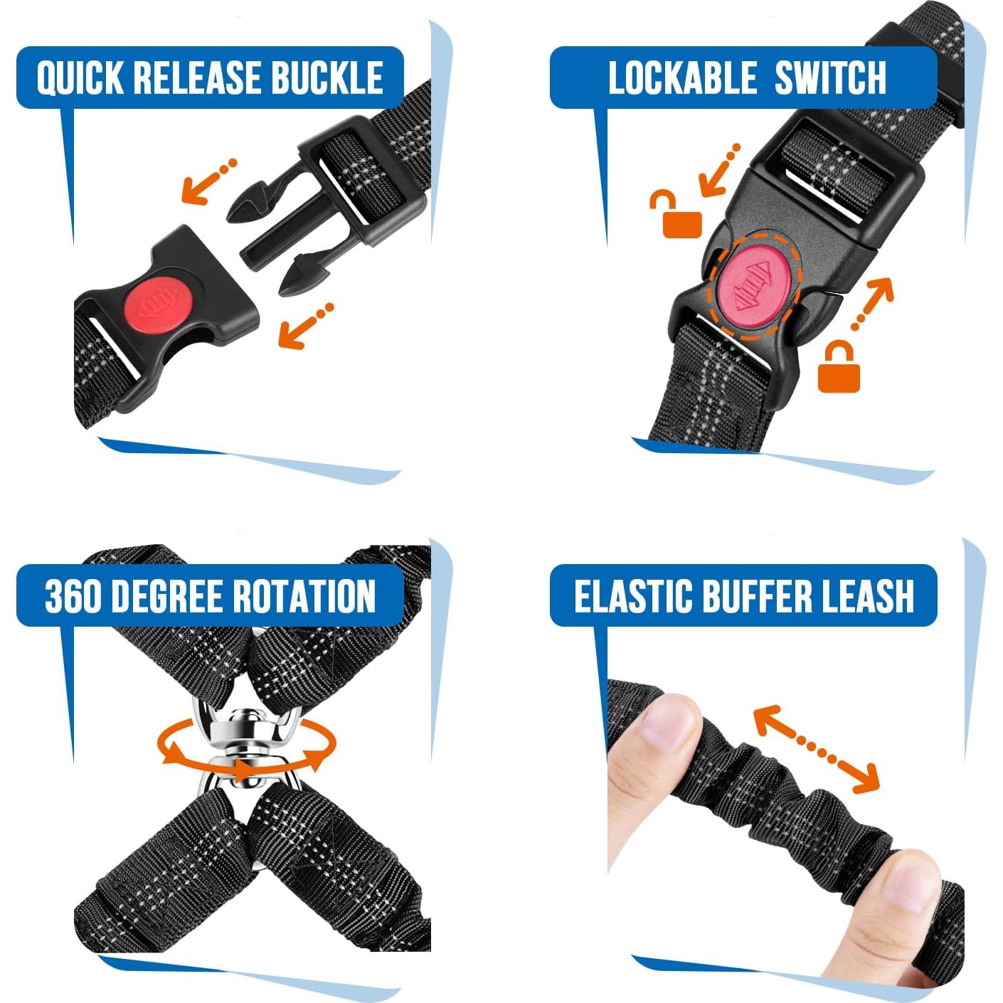 Cinturón de Seguridad para Perros Dobles Lukovee, Negro