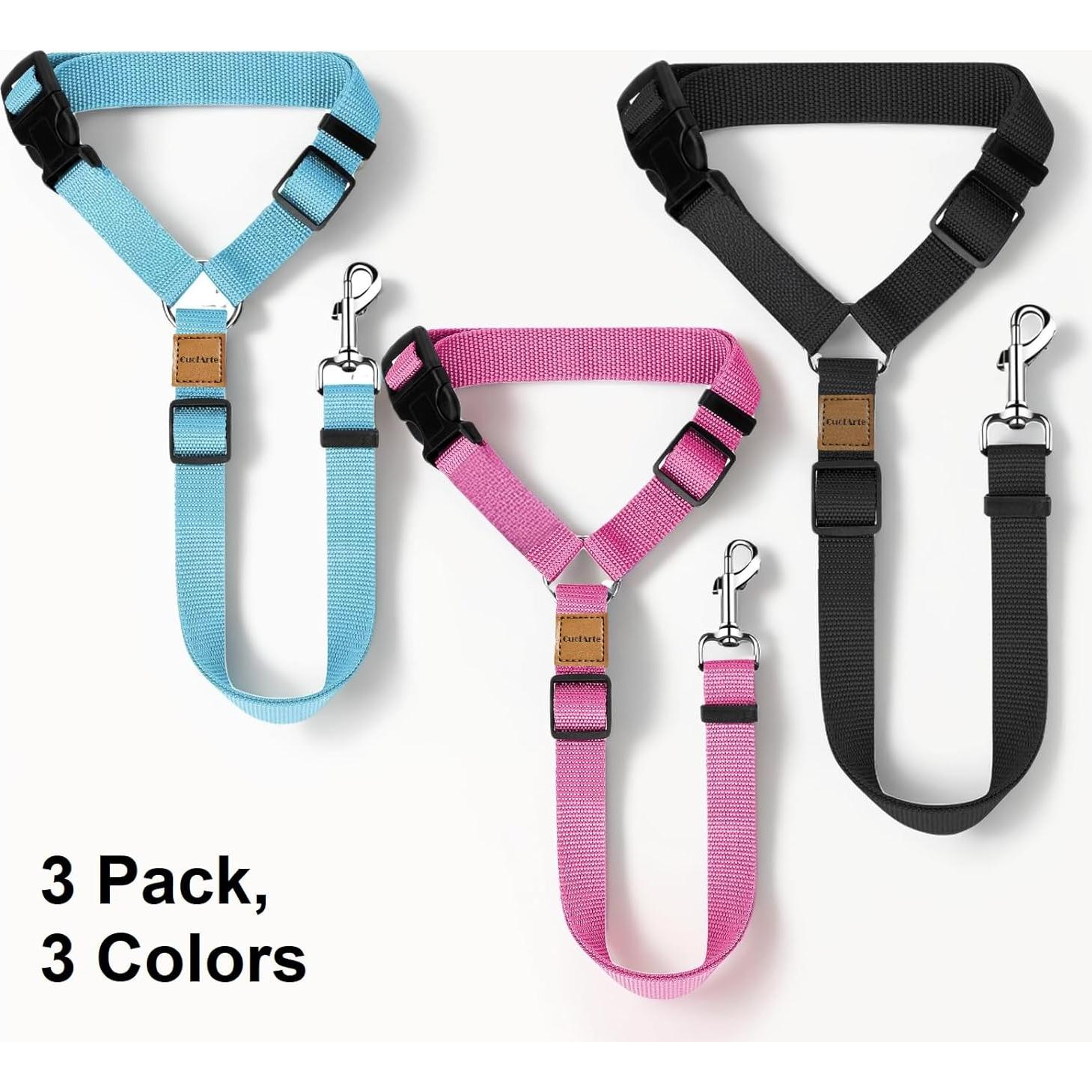 Paquete de 3 Cinturones de Seguridad para Perros CuoiArte