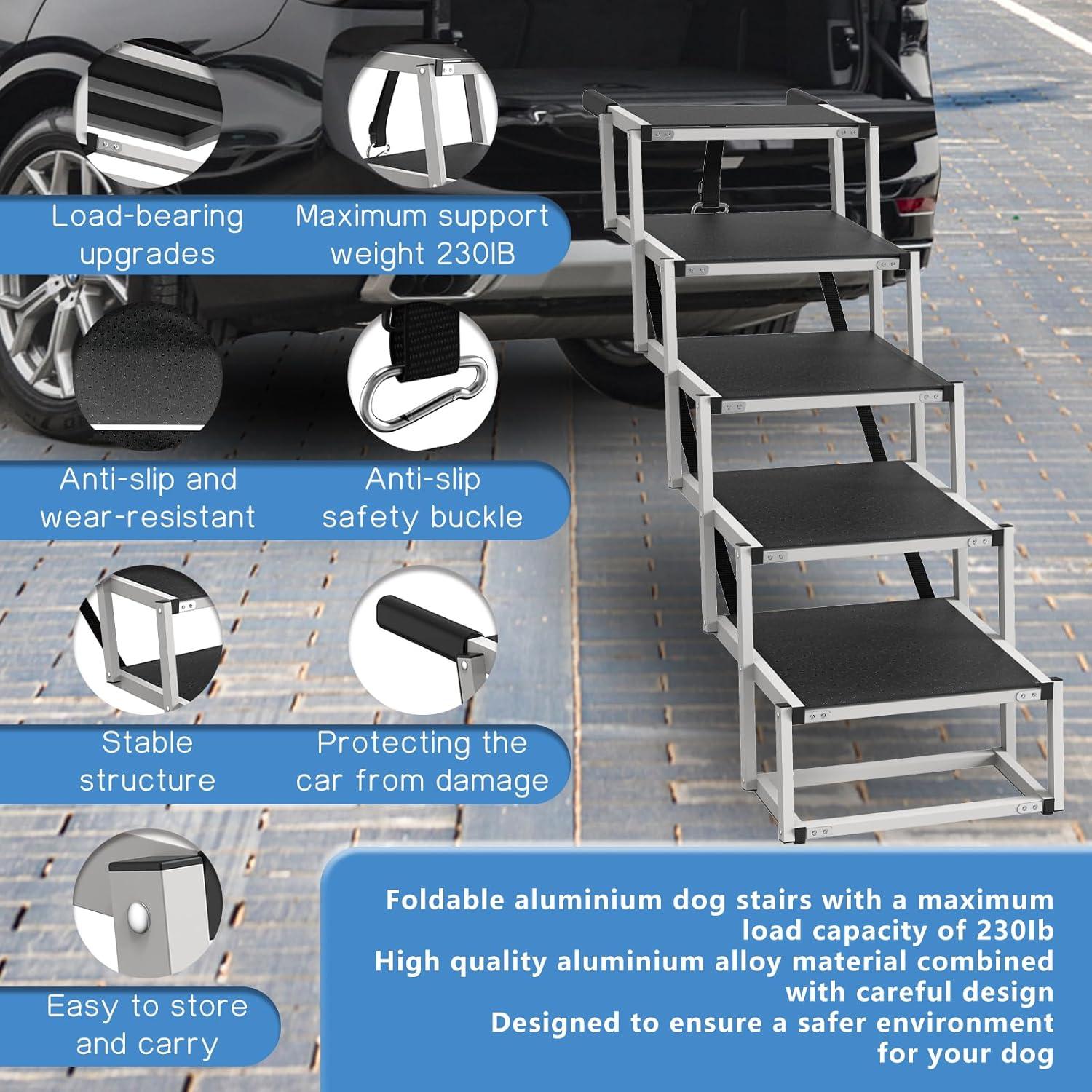 Rampa Plegable para Perros DeerGym - 5 Pasos Antideslizante