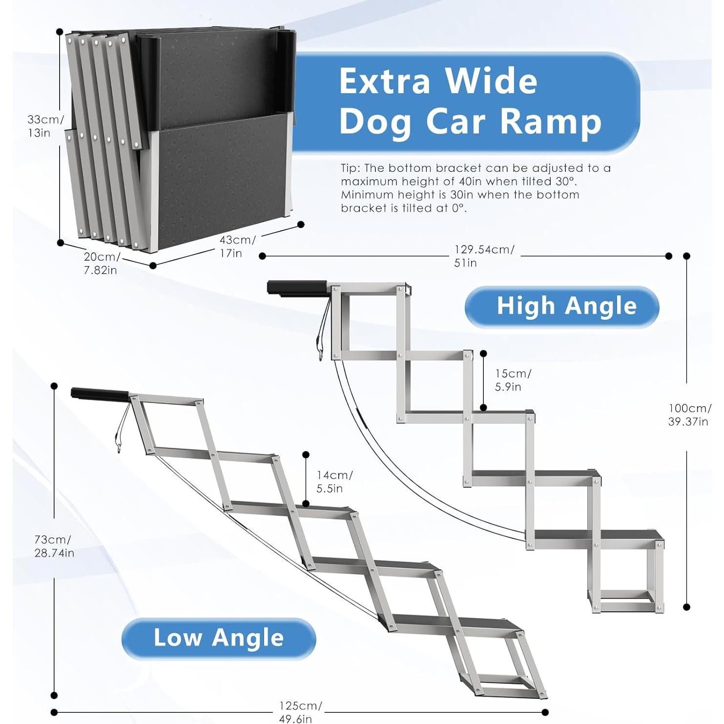 Rampa Plegable para Perros DeerGym - 5 Pasos Antideslizante