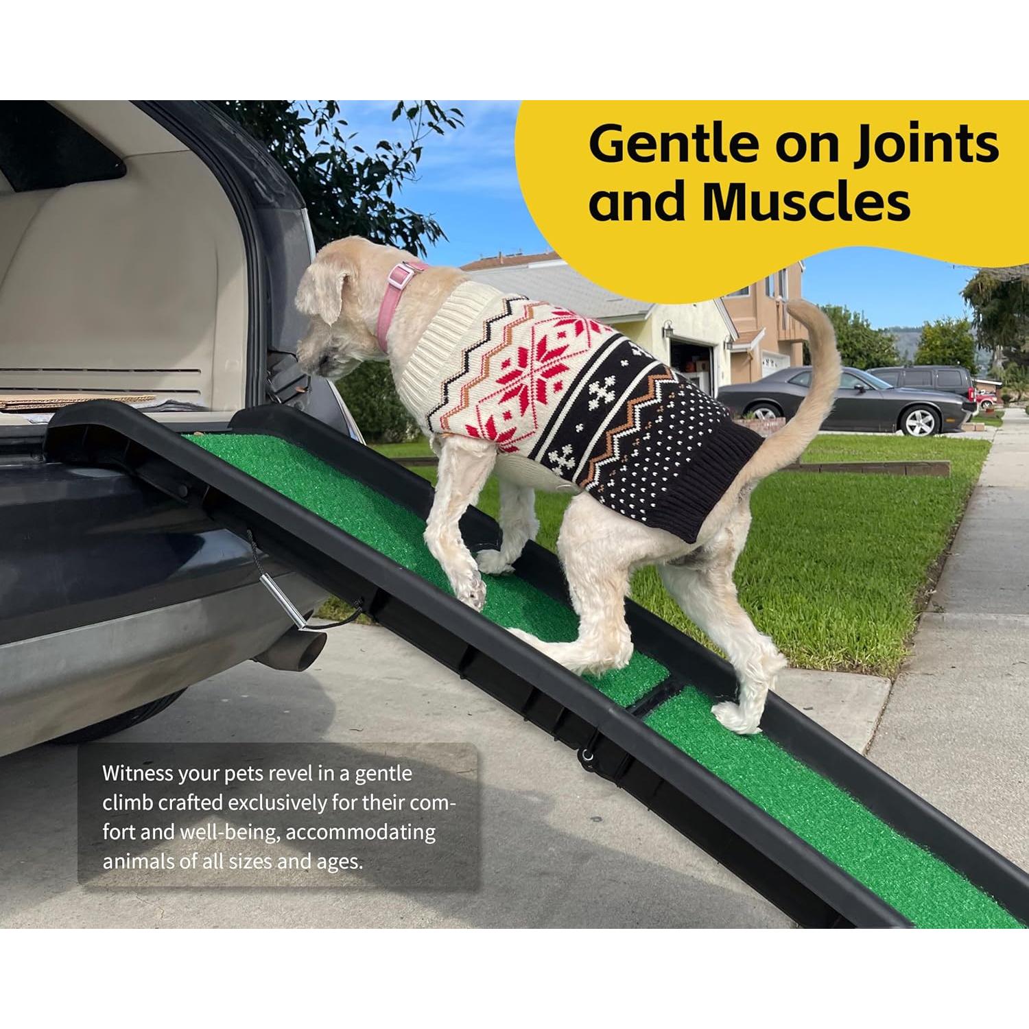 Rampa Plegable para Mascotas PawStep 50894 - Césped Antideslizante - Soporta 90.72 kg