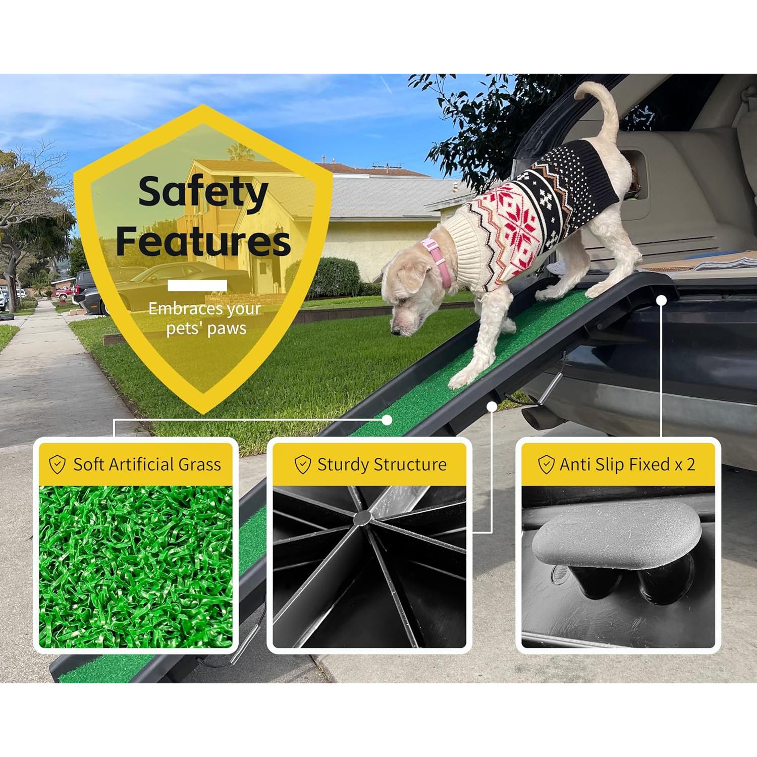 Rampa Plegable para Mascotas PawStep 50894 - Césped Antideslizante - Soporta 90.72 kg