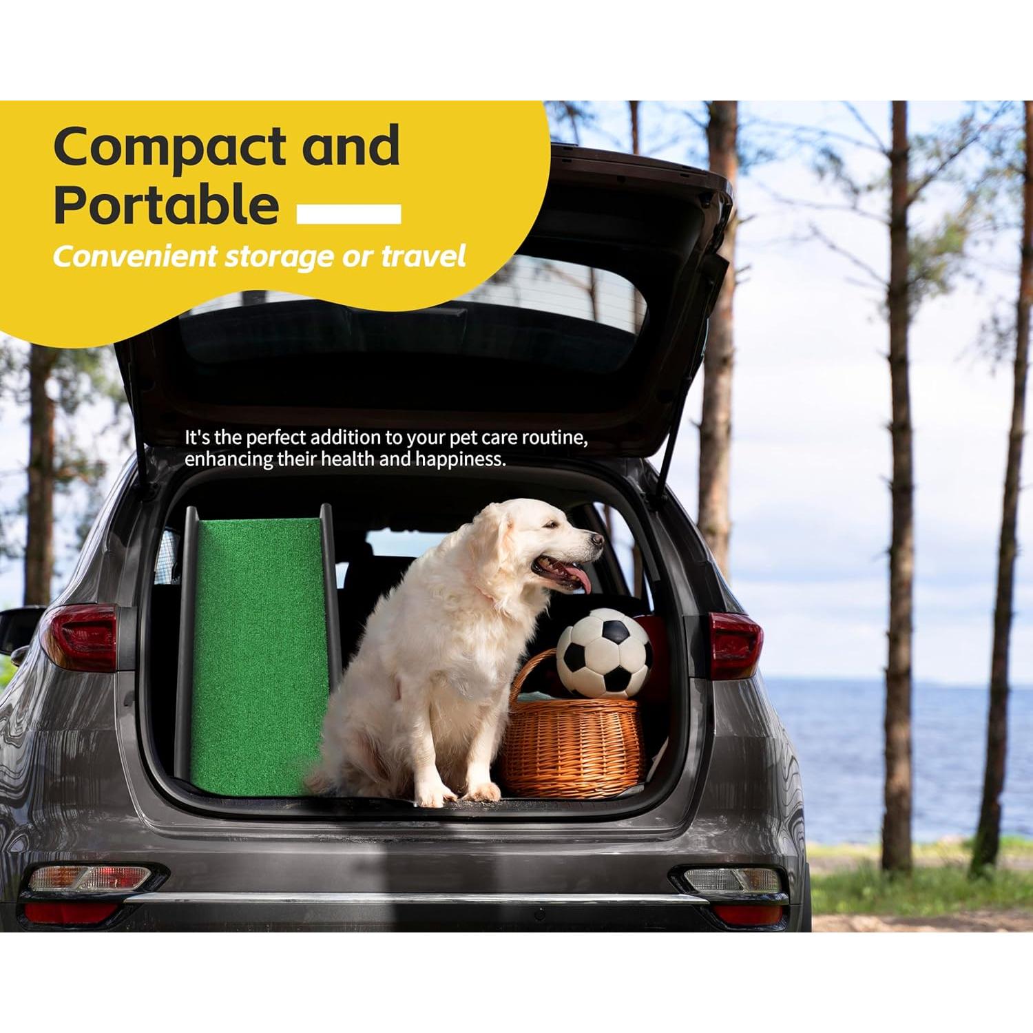 Rampa Plegable para Mascotas PawStep 50894 - Césped Antideslizante - Soporta 90.72 kg