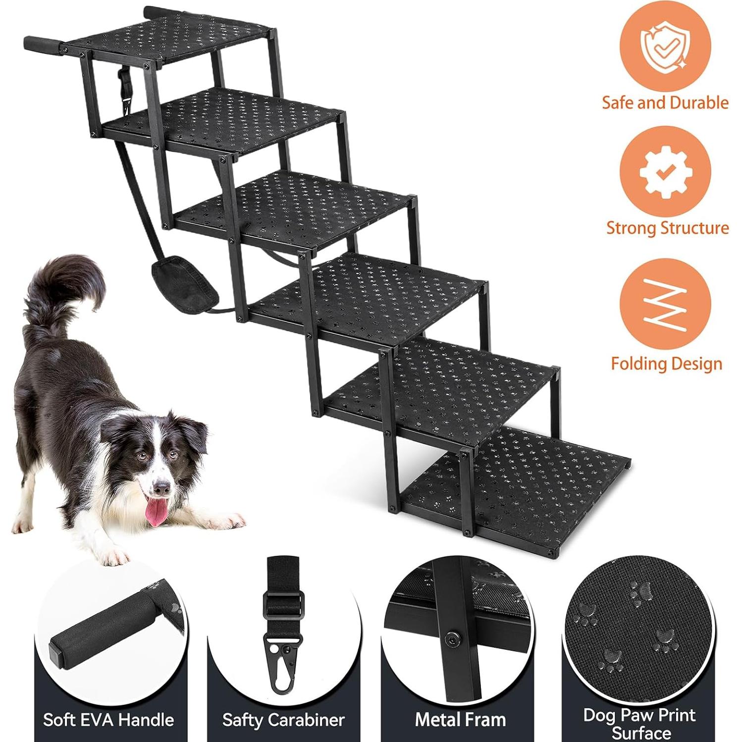 Escalera Plegable para Perros Heeyoo - 6 Pasos Antideslizante