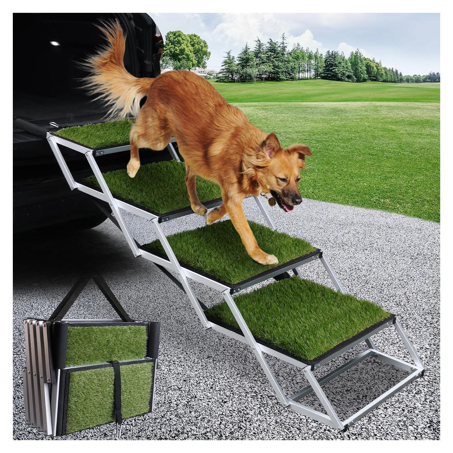 Rampa para Perros DGSL Plegable 4 Pasos Antideslizante Verde