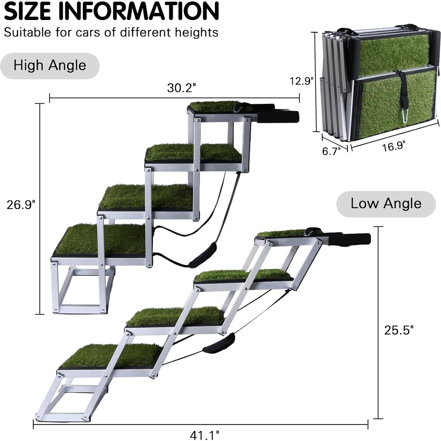 Rampa para Perros DGSL Plegable 4 Pasos Antideslizante Verde