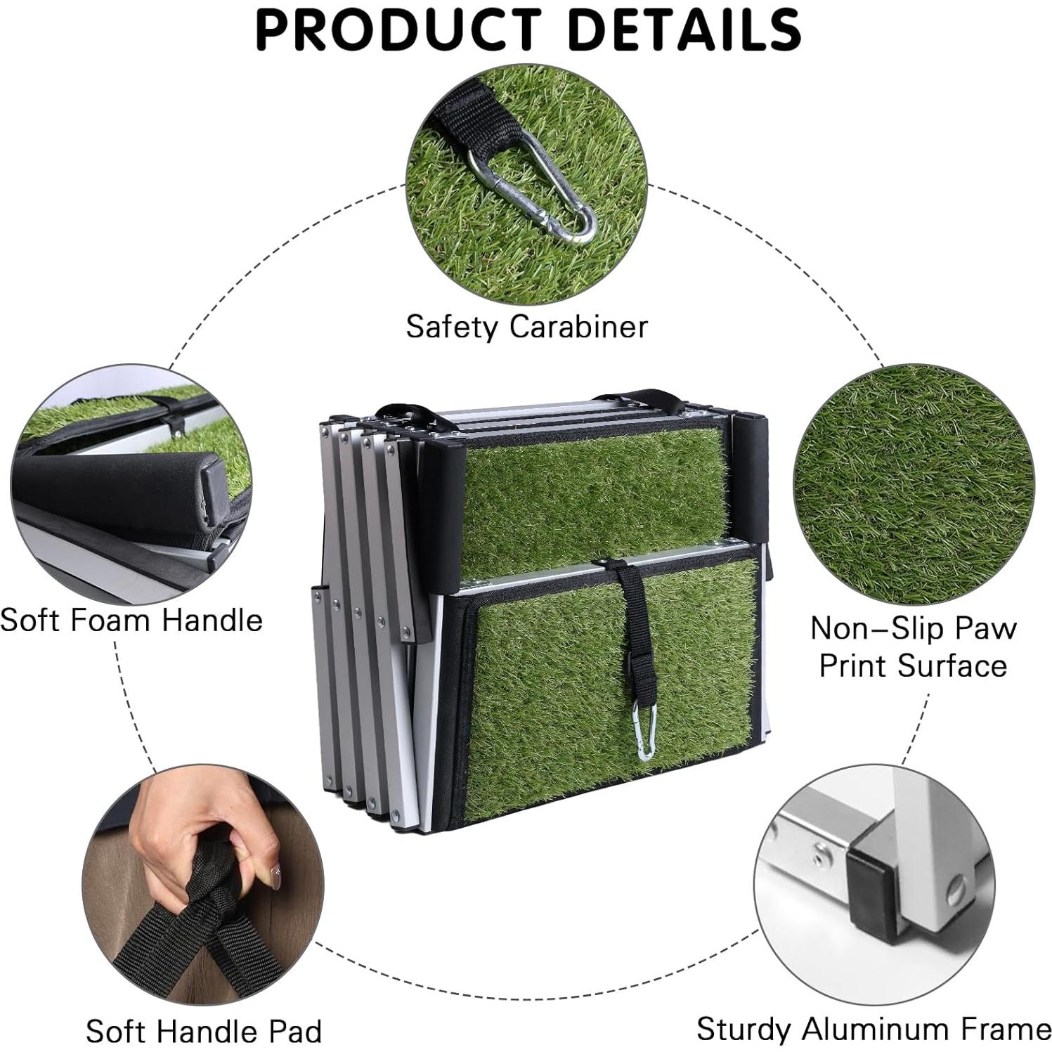 Rampa para Perros DGSL Plegable 4 Pasos Antideslizante Verde