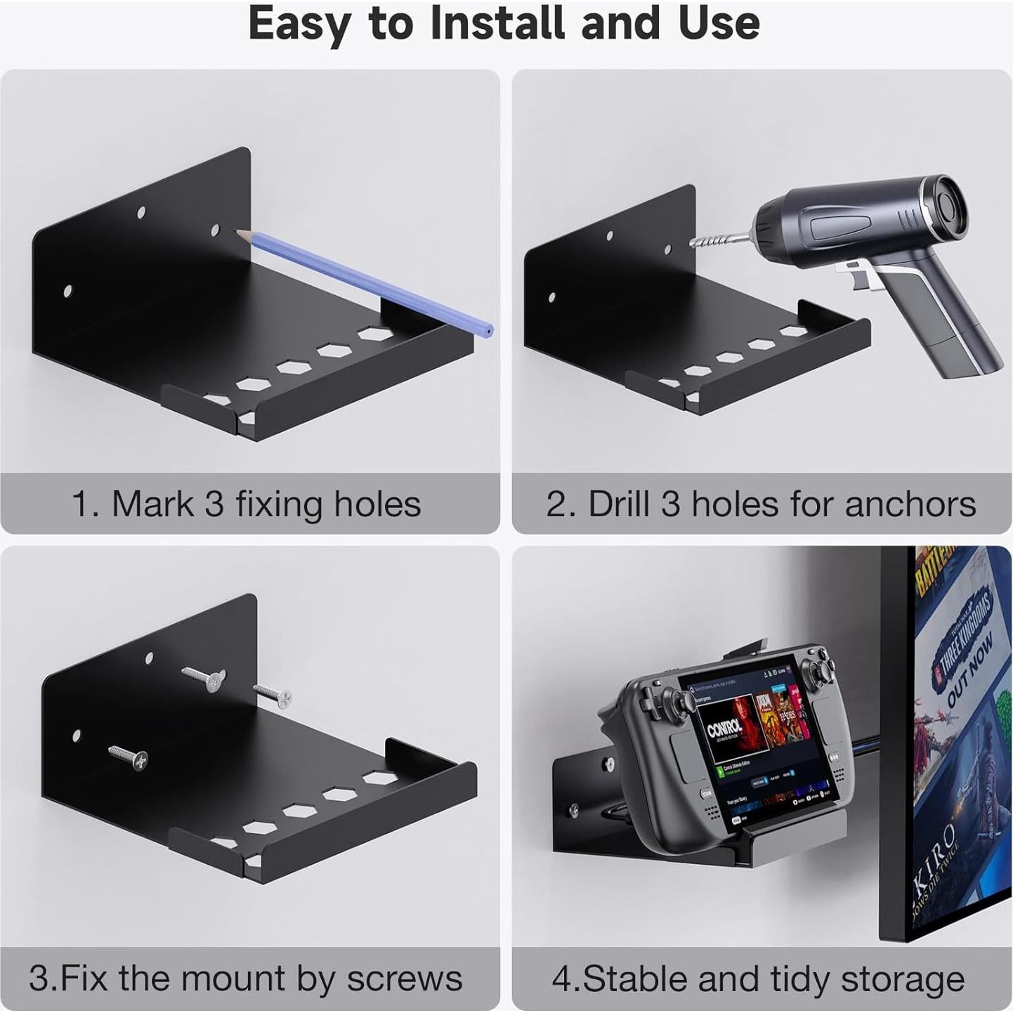 Soporte de Pared KUNSLUCK para Dock Steam Deck - Ahorra Espacio