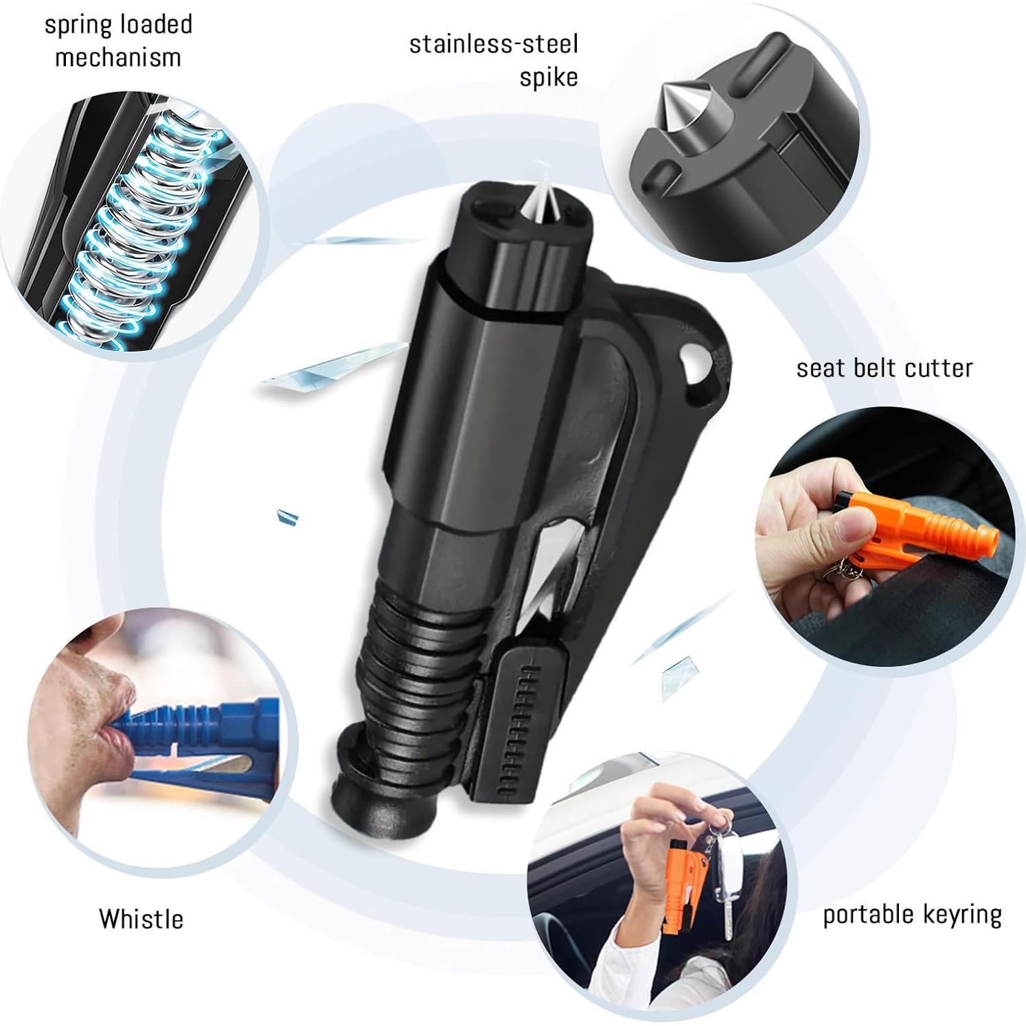 8 Llaveros Rompe Ventanas LittleVoleSherry 3 en 1 Emergencia