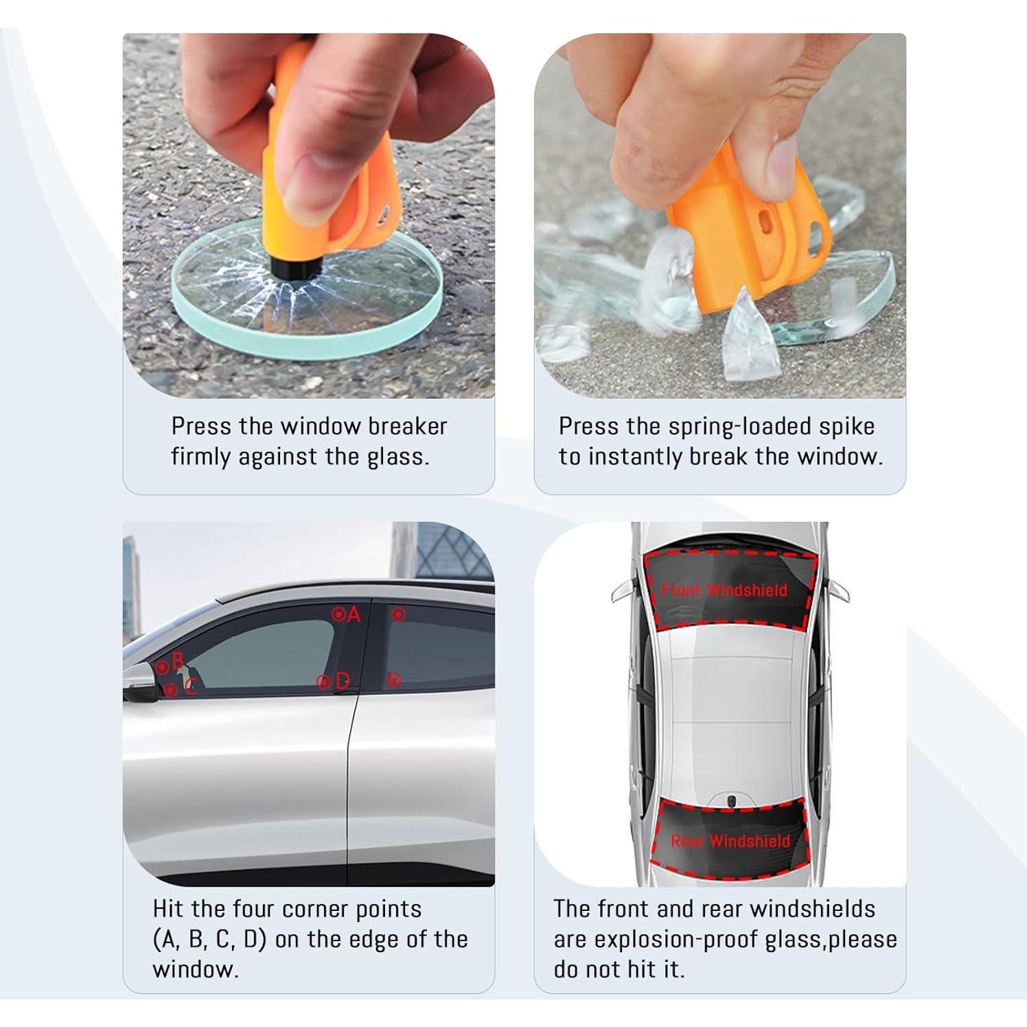 8 Llaveros Rompe Ventanas LittleVoleSherry 3 en 1 Emergencia