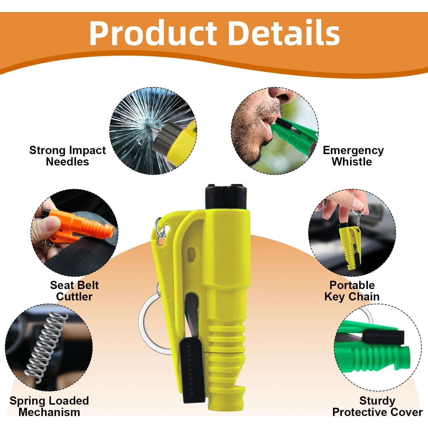 16 Llaveros Rompe Ventanas JINRUITOP 3 en 1 Emergencia