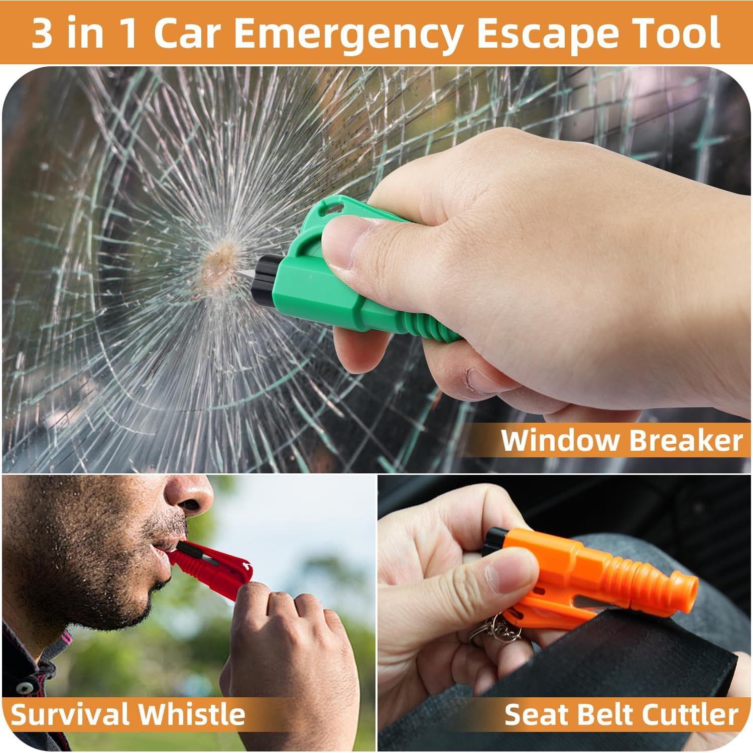 16 Llaveros Rompe Ventanas JINRUITOP 3 en 1 Emergencia