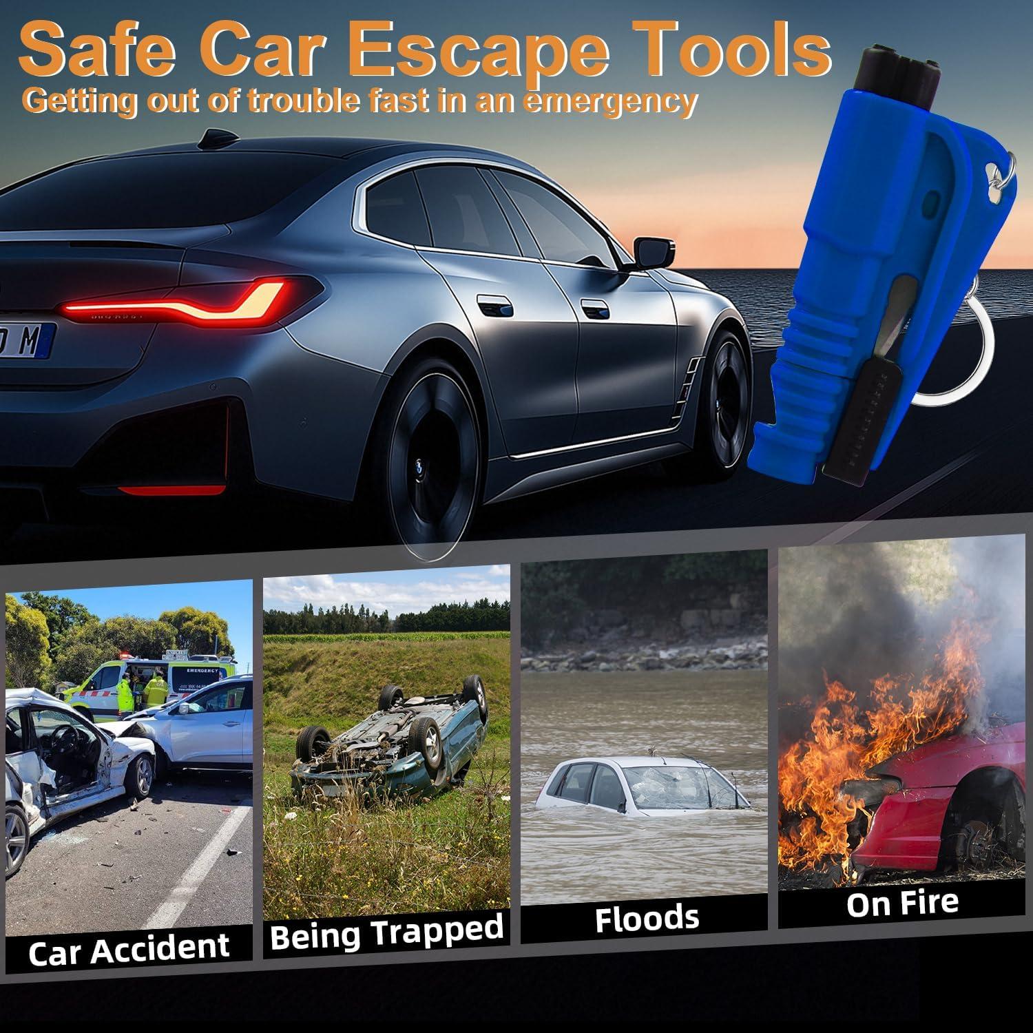 16 Llaveros Rompe Ventanas JINRUITOP 3 en 1 Emergencia