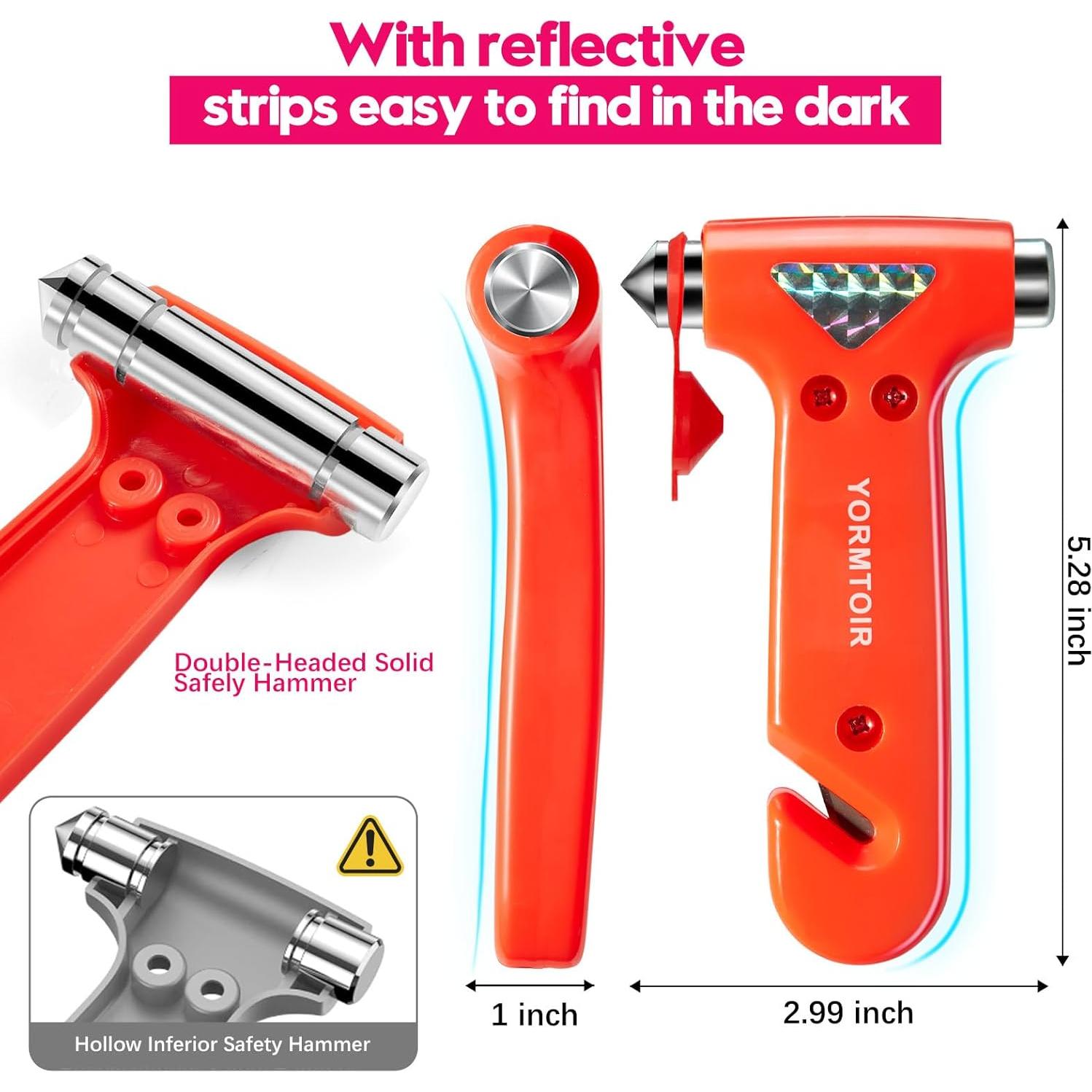 Martillo de Seguridad YORMTOIR para Automóvil - Cortador de Cinturón y Rompedor de Cristales