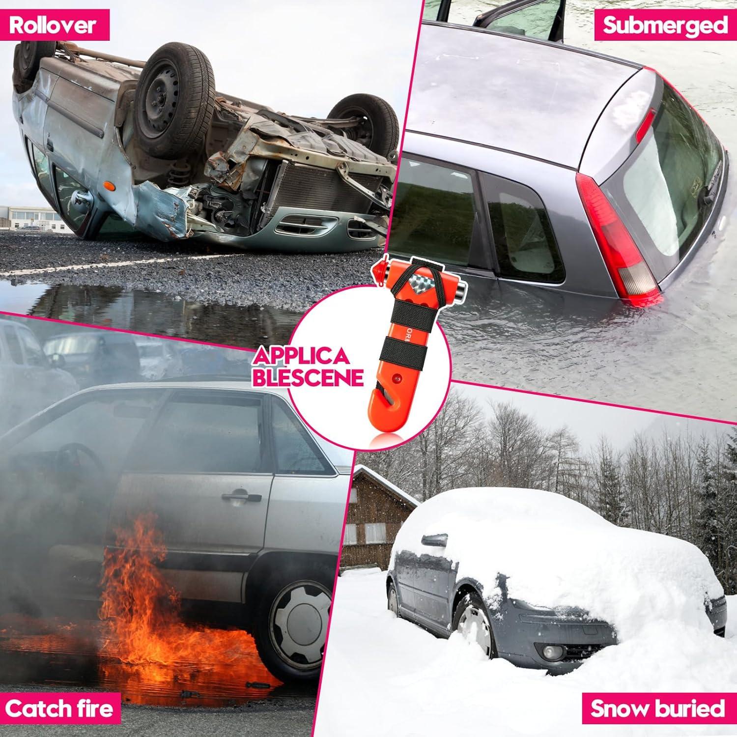 Martillo de Seguridad YORMTOIR para Automóvil - Cortador de Cinturón y Rompedor de Cristales