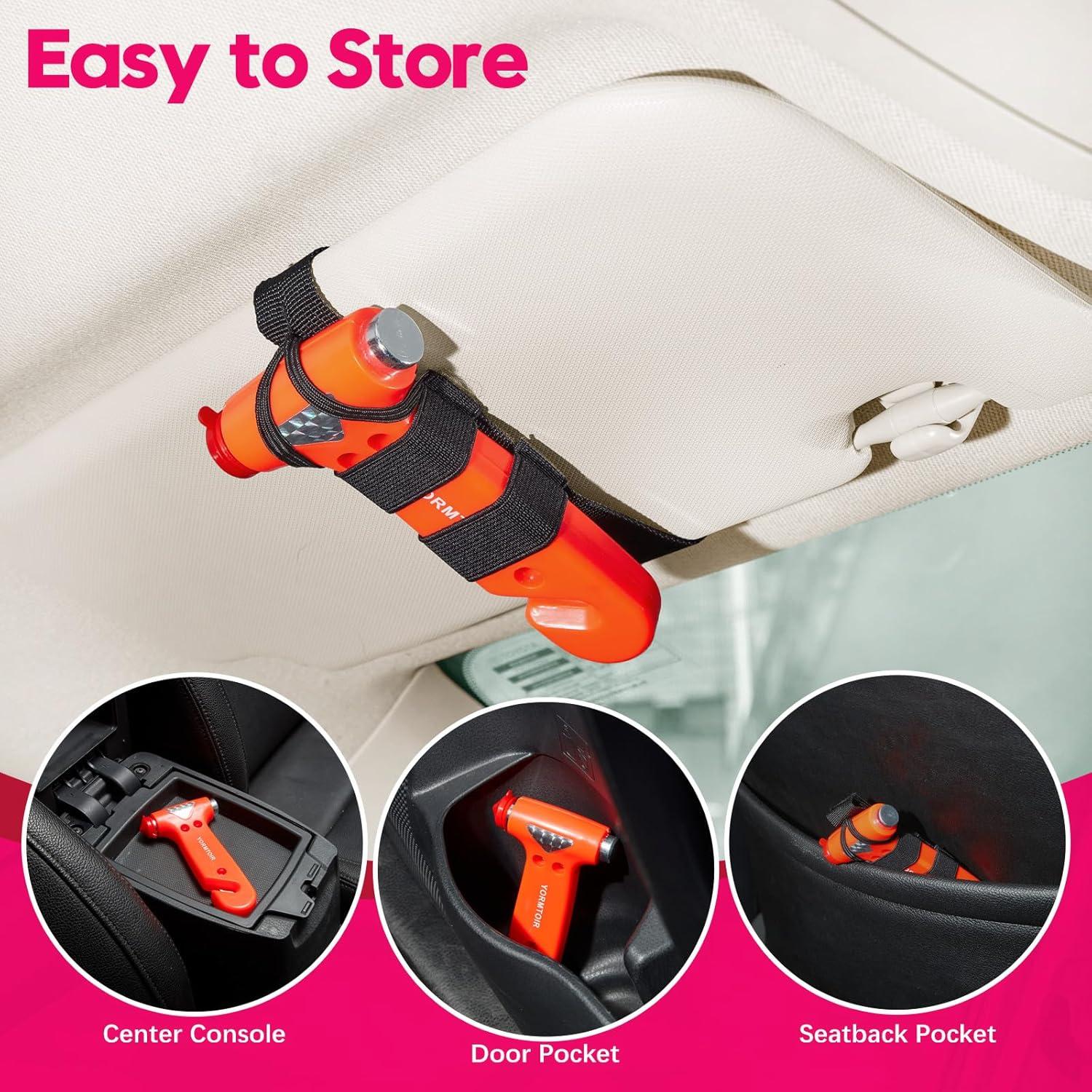 Martillo de Seguridad YORMTOIR para Automóvil - Cortador de Cinturón y Rompedor de Cristales