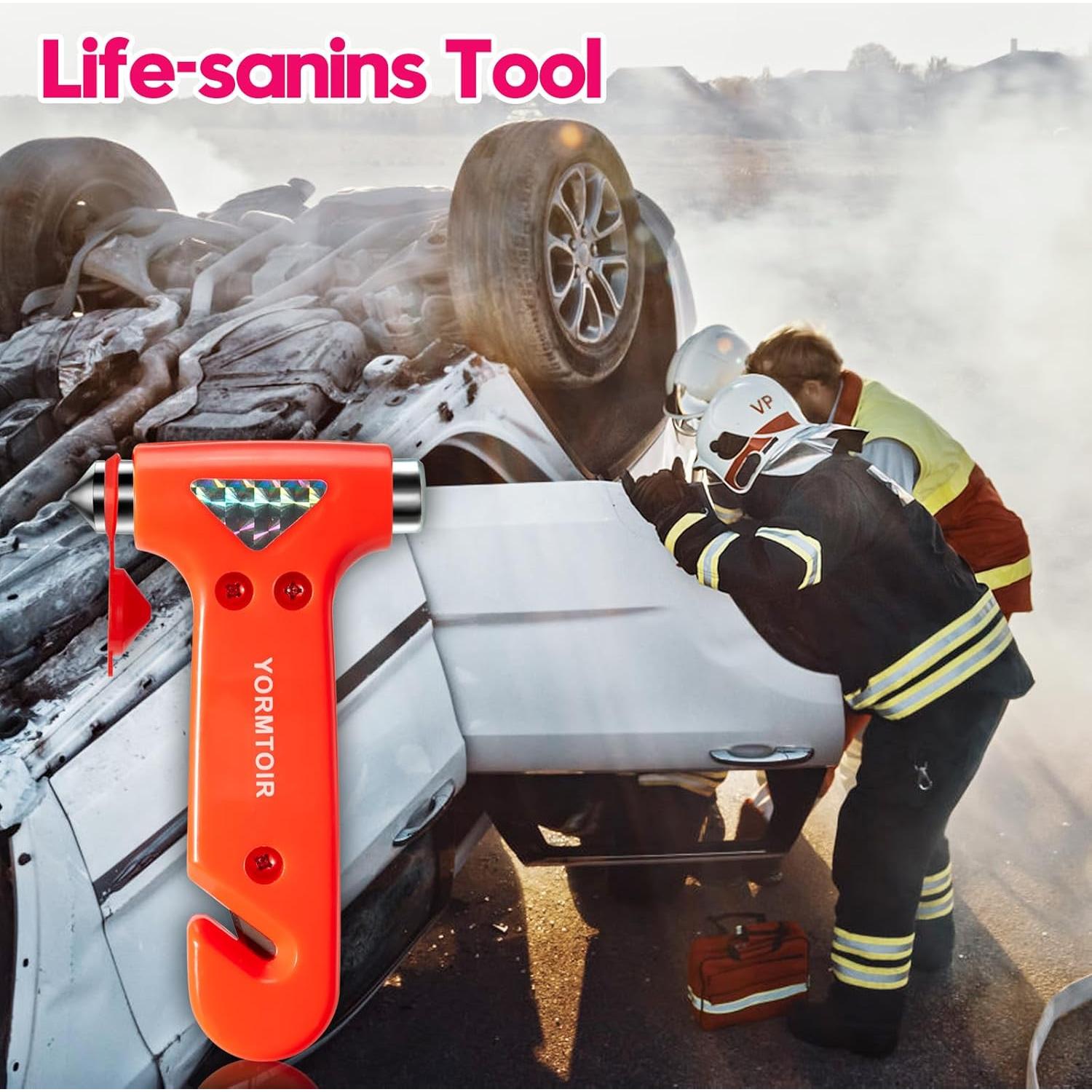Martillo de Seguridad YORMTOIR para Automóvil - Cortador de Cinturón y Rompedor de Cristales