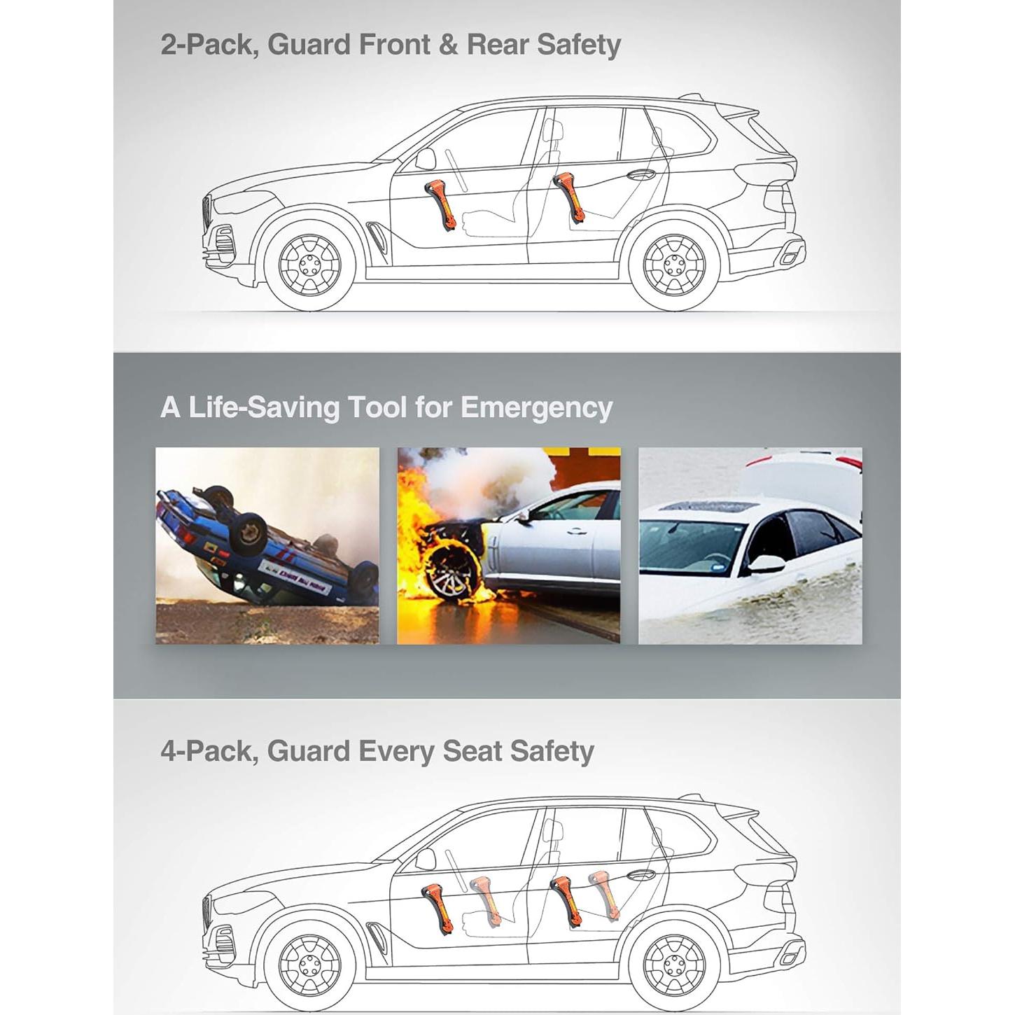 Cortador de Cinturón de Seguridad Luxtude 2 en 1 Naranja