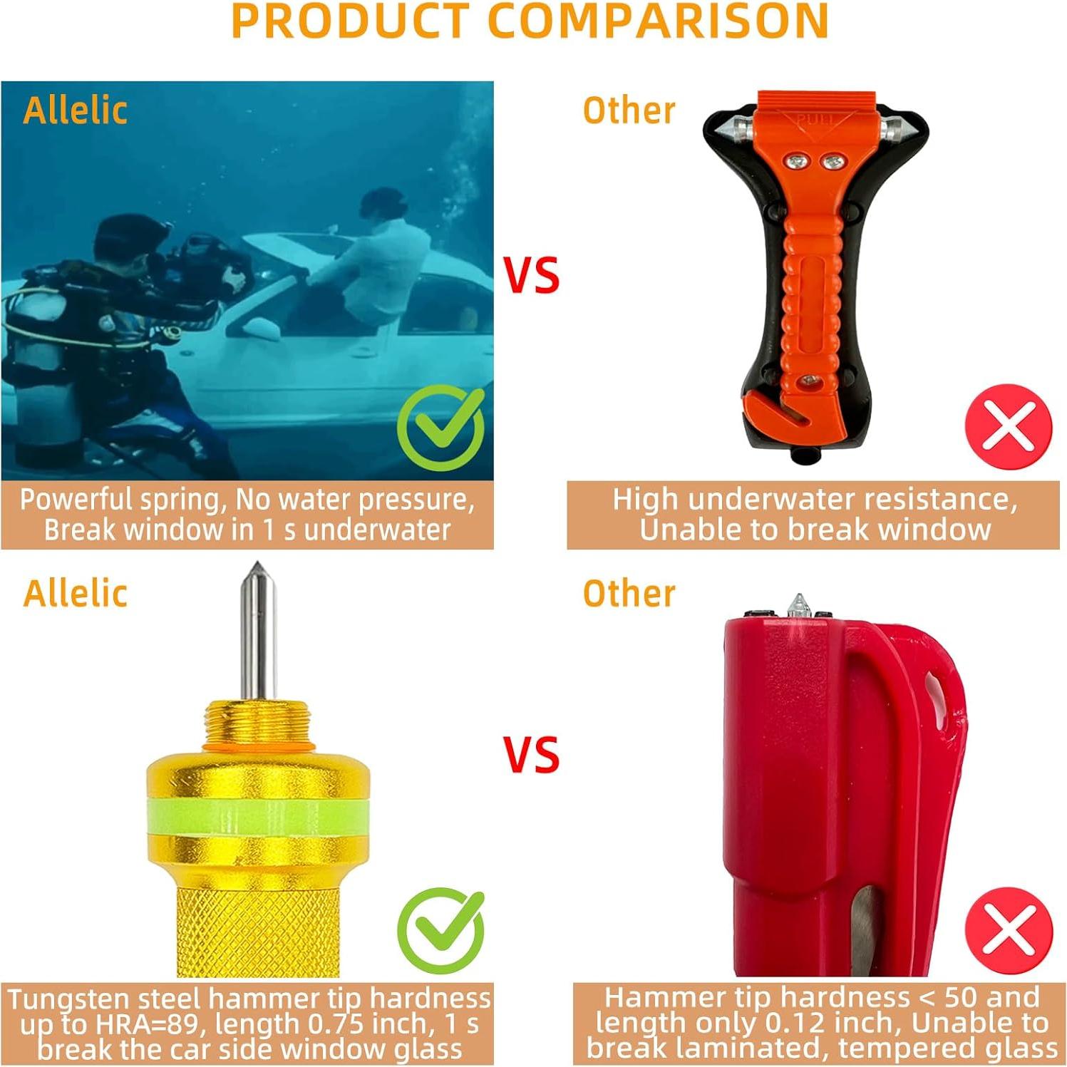 Rompe Ventanas de Auto Allelic G01 - Cortador de Cinturón Oro