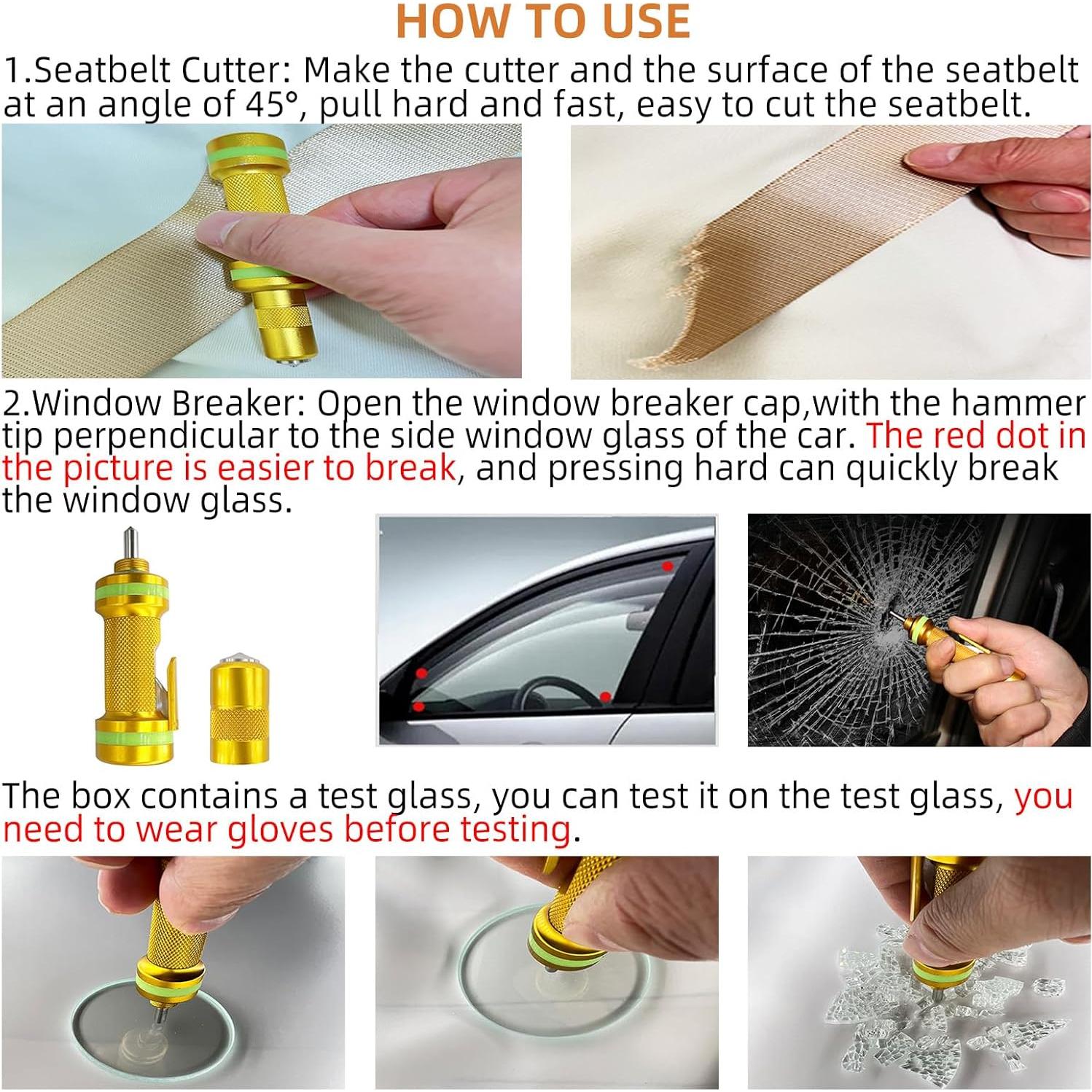 Rompe Ventanas de Auto Allelic G01 - Cortador de Cinturón Oro