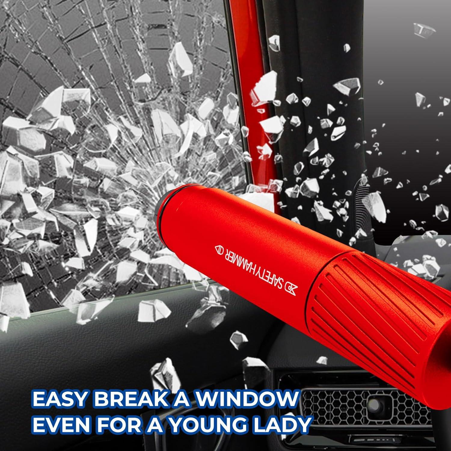 Martillo de Seguridad Omrisy 2 en 1 Rompedor de Ventanas y Cortador de Cinturón