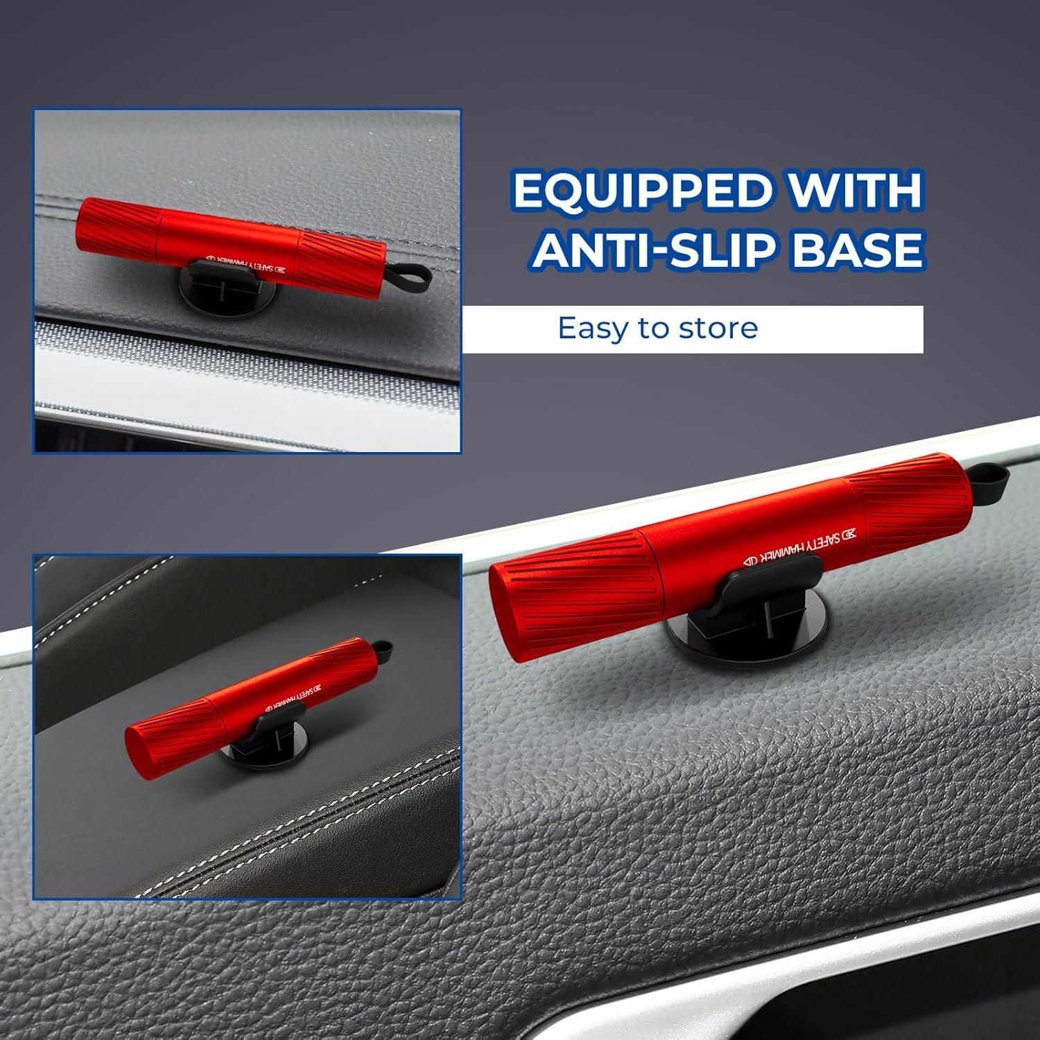 Martillo de Seguridad Omrisy 2 en 1 Rompedor de Ventanas y Cortador de Cinturón