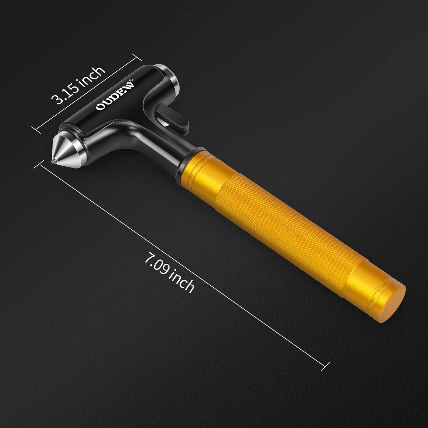 Martillo de Seguridad OUDEW 2 en 1 Dorado para Automóviles