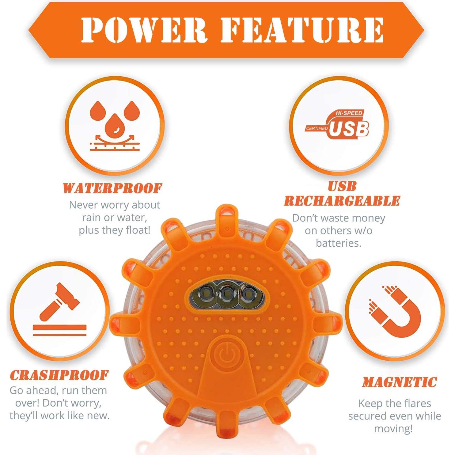 Flares LED Recargables Ecoangel - Kit de 3 Luces de Emergencia