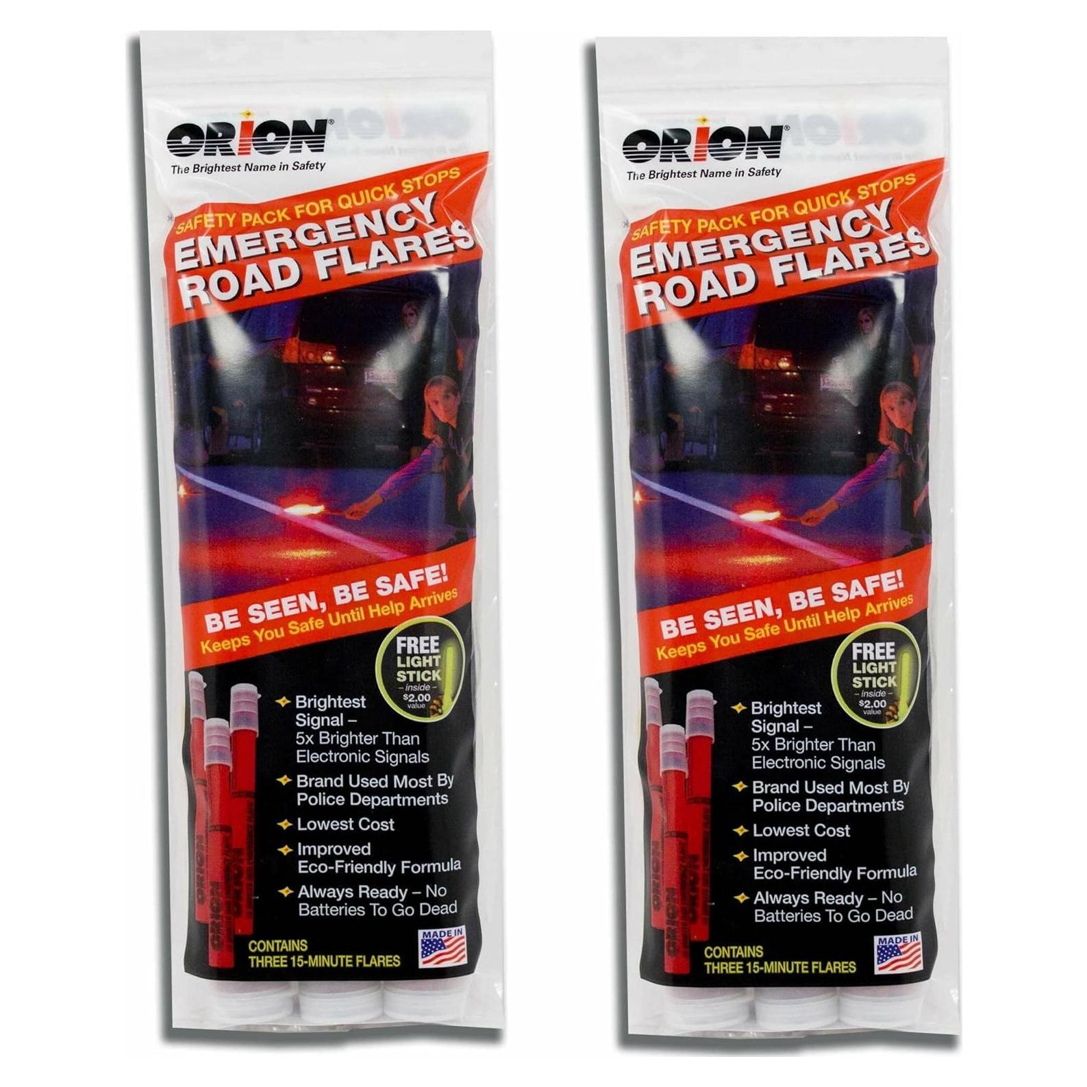 Fuegos de Carretera de Emergencia Orion - 2 Paquetes de 3 Fuegos