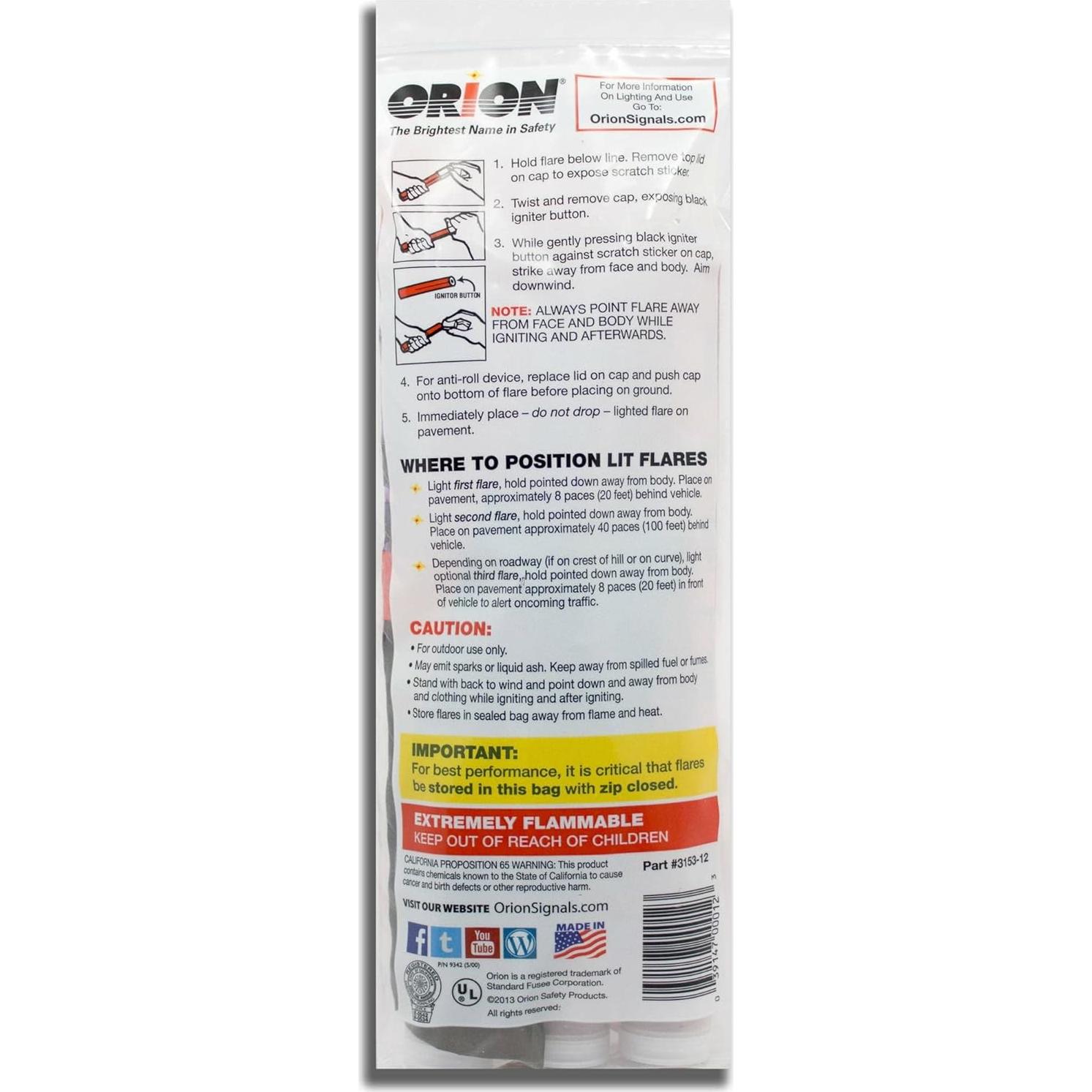 Fuegos de Carretera de Emergencia Orion - 2 Paquetes de 3 Fuegos