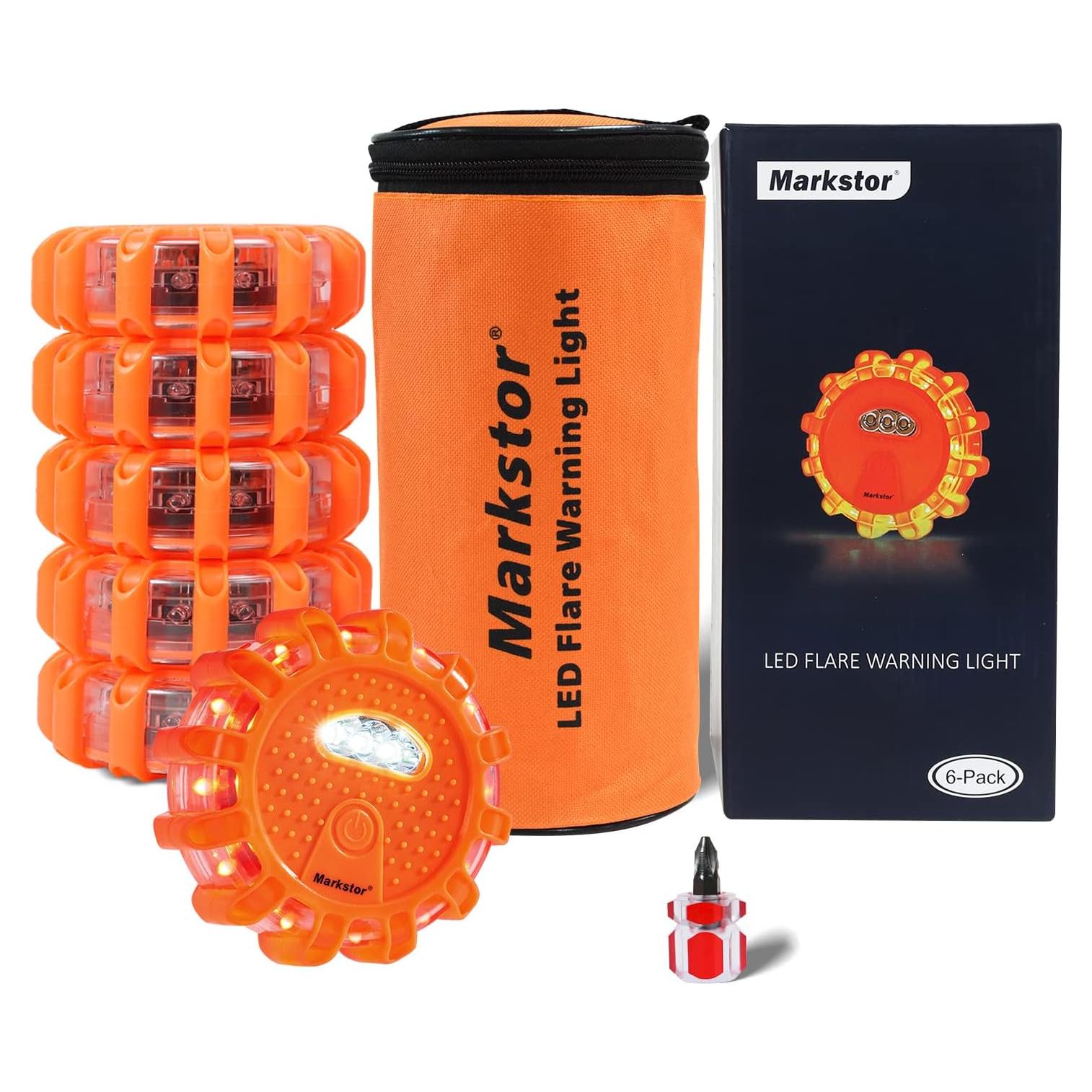 Kit de Emergencia LED Markstor - 6 Luces de Seguridad Naranjas