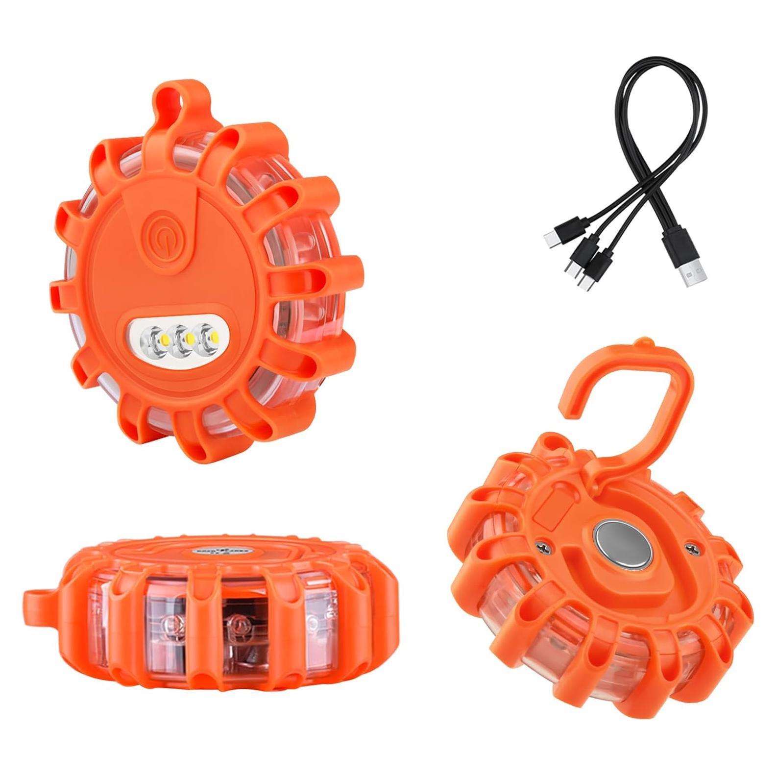 Kit de 3 Balizas LED Recargables de Seguridad AK - Impermeables