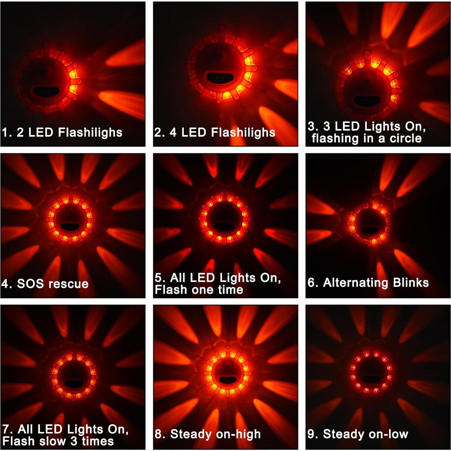 Kit de 3 Balizas LED Recargables de Seguridad AK - Impermeables