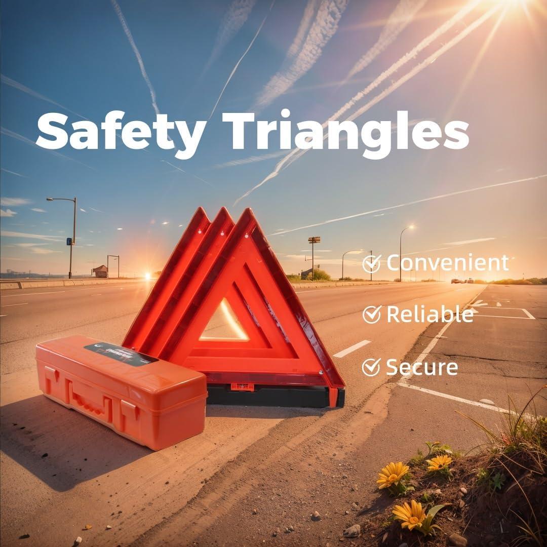 Paquete de 3 Triángulos Reflectantes WORKKOOL con Funda