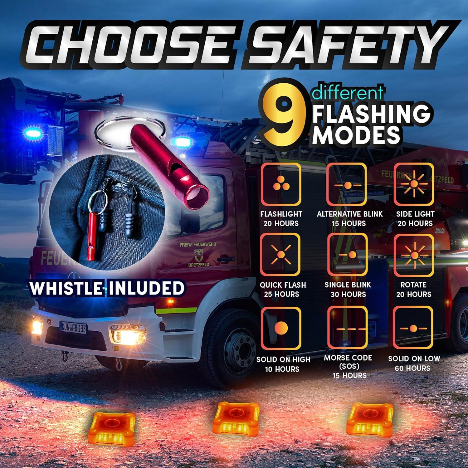 Luces de Emergencia LED Marcala | Paquete de 3 Flares Cuadrados