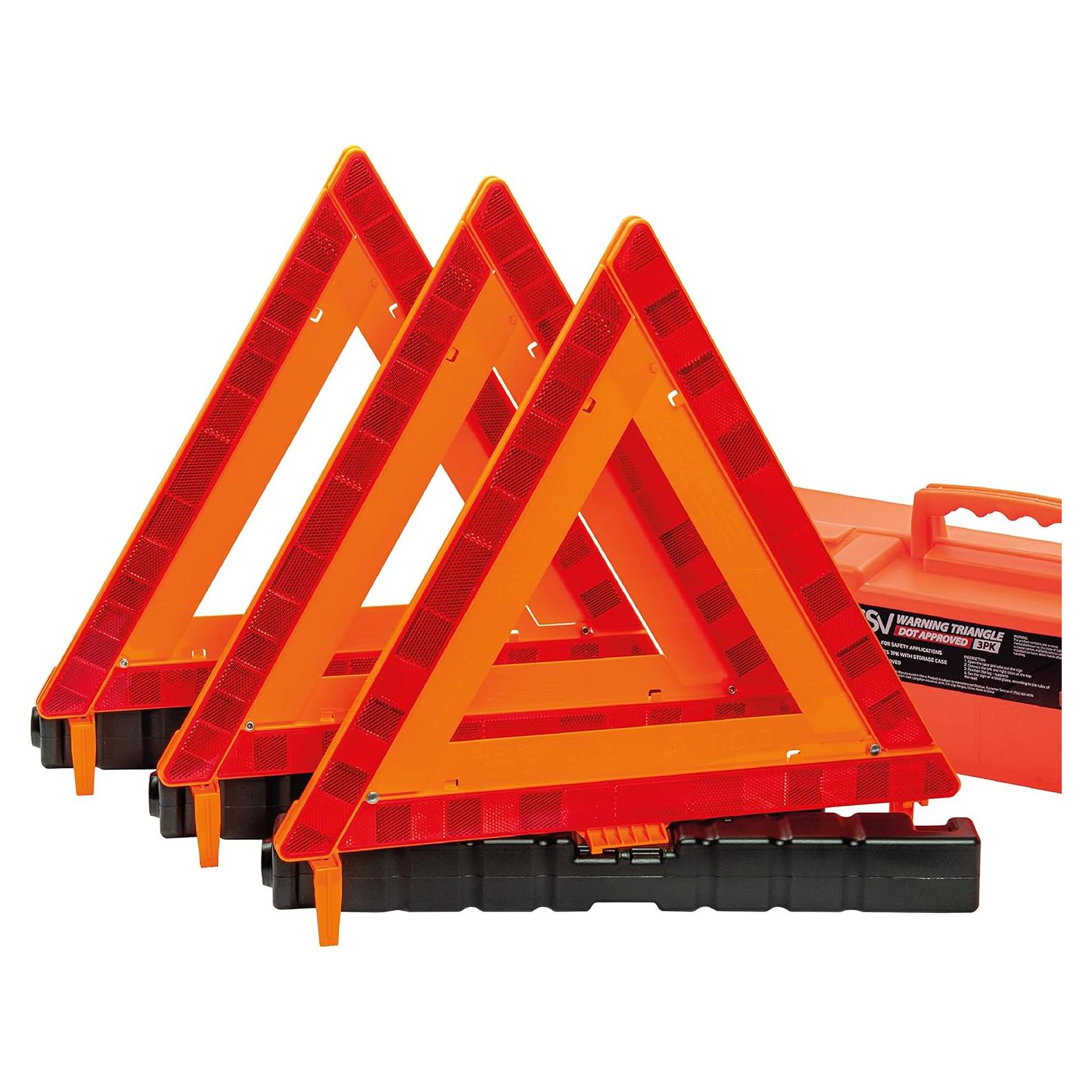 Triángulos de Advertencia DSV, Paquete de 3, Reflectantes