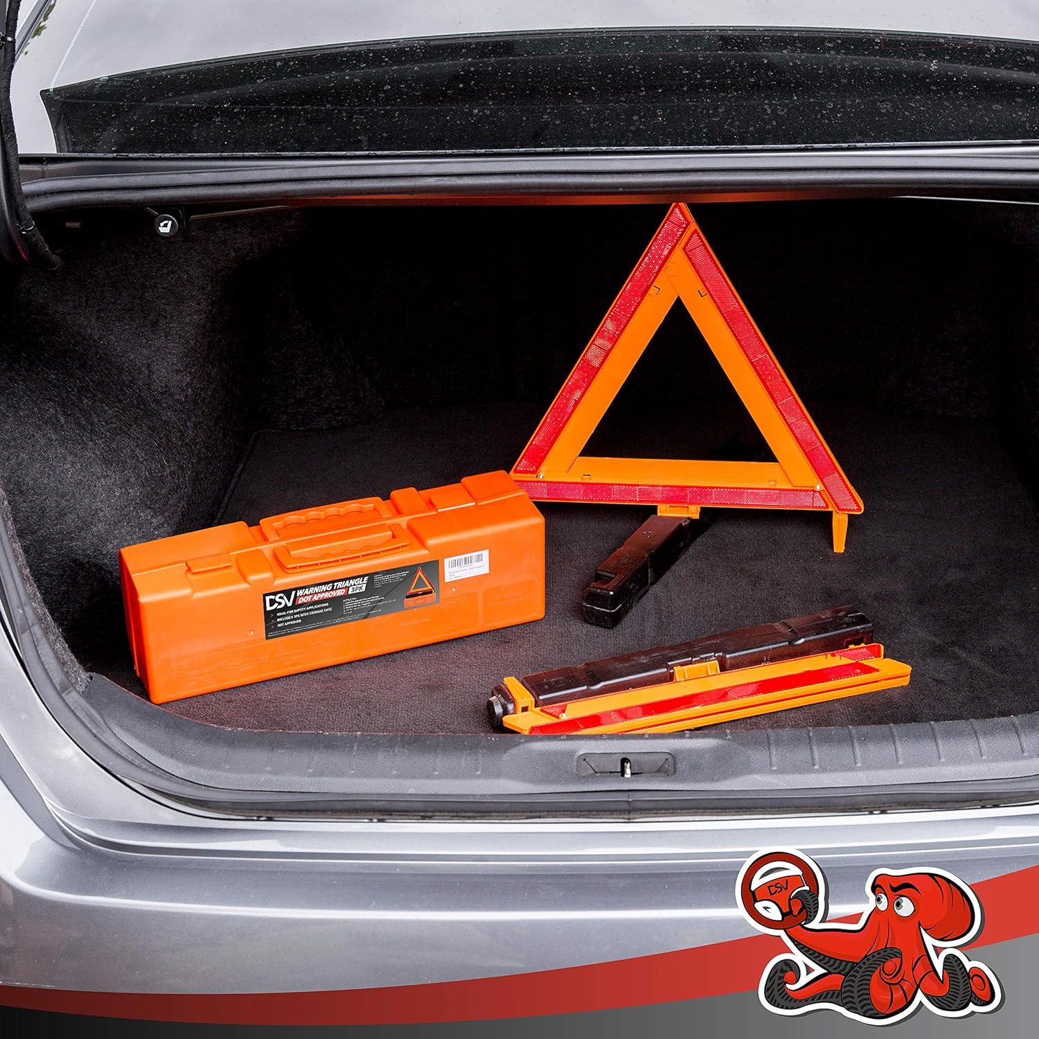 Triángulos de Advertencia DSV, Paquete de 3, Reflectantes