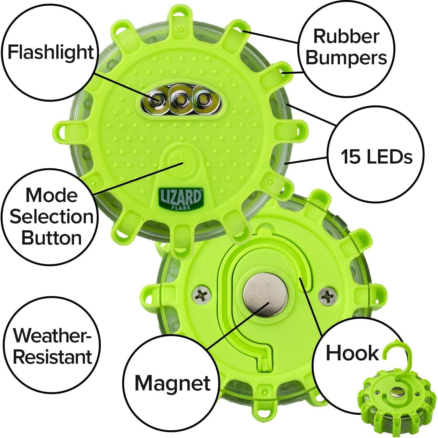 Bengala LED Lizard Flare 15 LEDs 9 Modos de Seguridad Verde