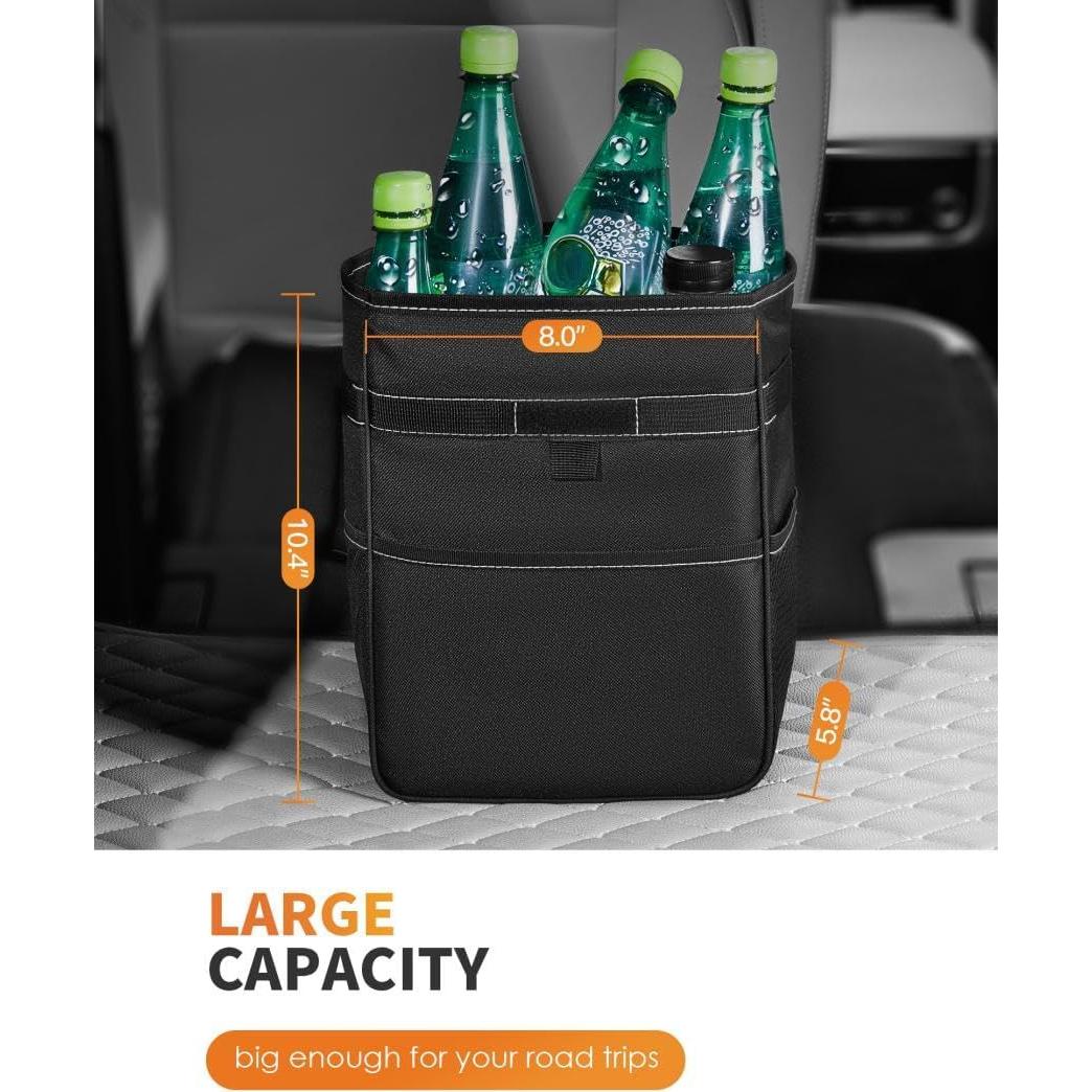 Basurero de Coche HOTOR 8.3L Impermeable Ajustable Negro
