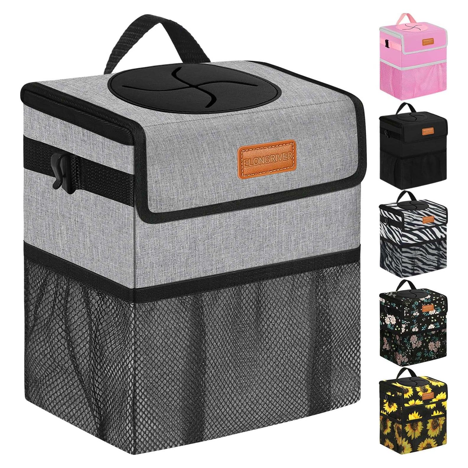 Bote de Basura para Auto ELONGRIVER 7.57L Gris Plegable