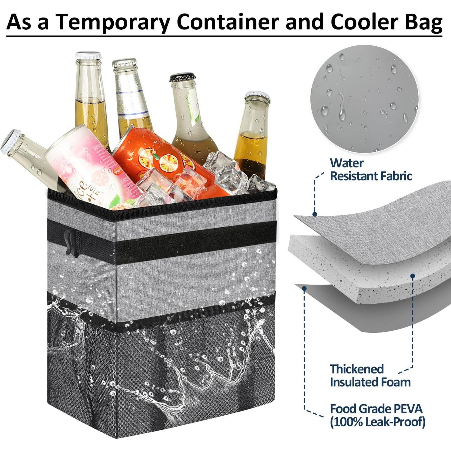 Bote de Basura para Auto ELONGRIVER 7.57L Gris Plegable