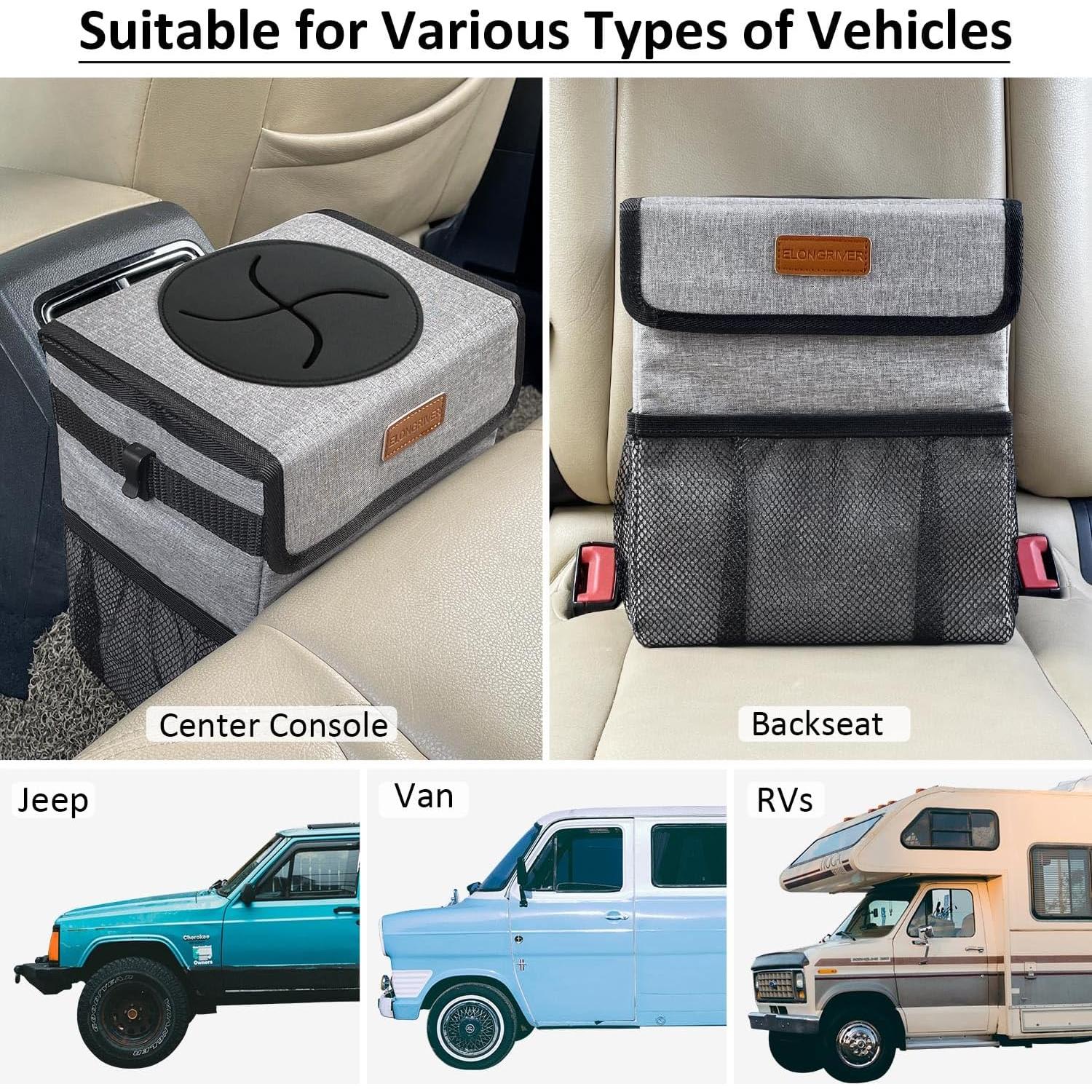 Bote de Basura para Auto ELONGRIVER 7.57L Gris Plegable