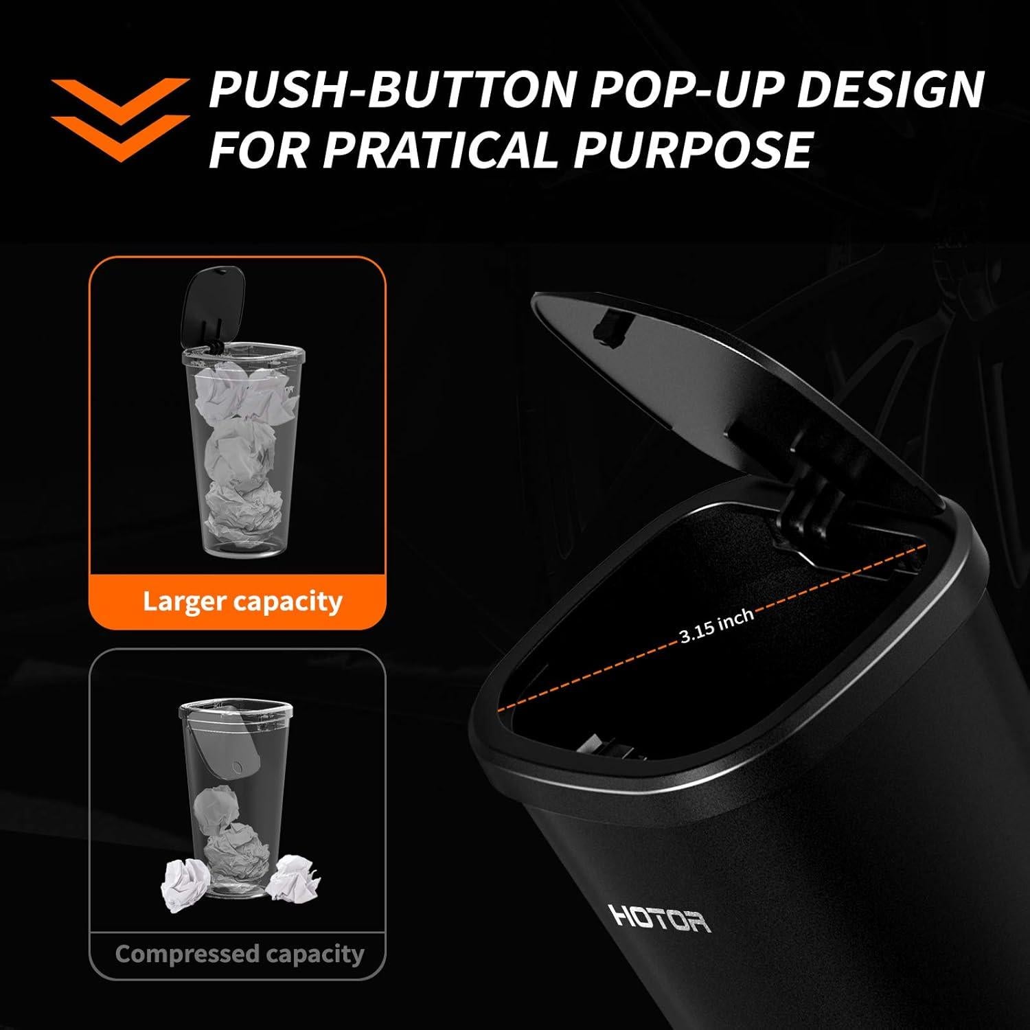 Basurero de Coche HOTOR con 30 Bolsas, Compacto y Portátil