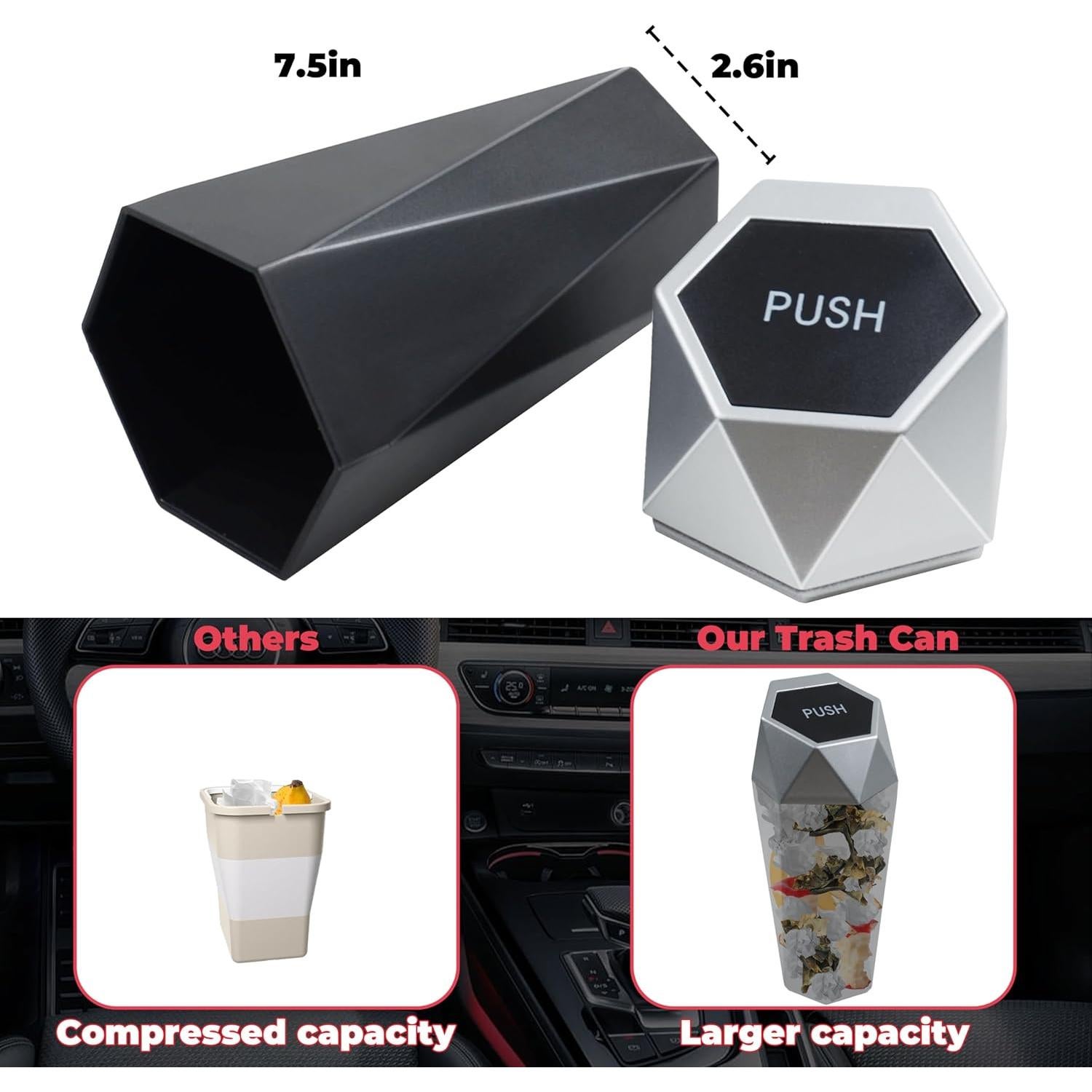 Basurero de coche BFXM con tapa, 600ml, compacto y duradero