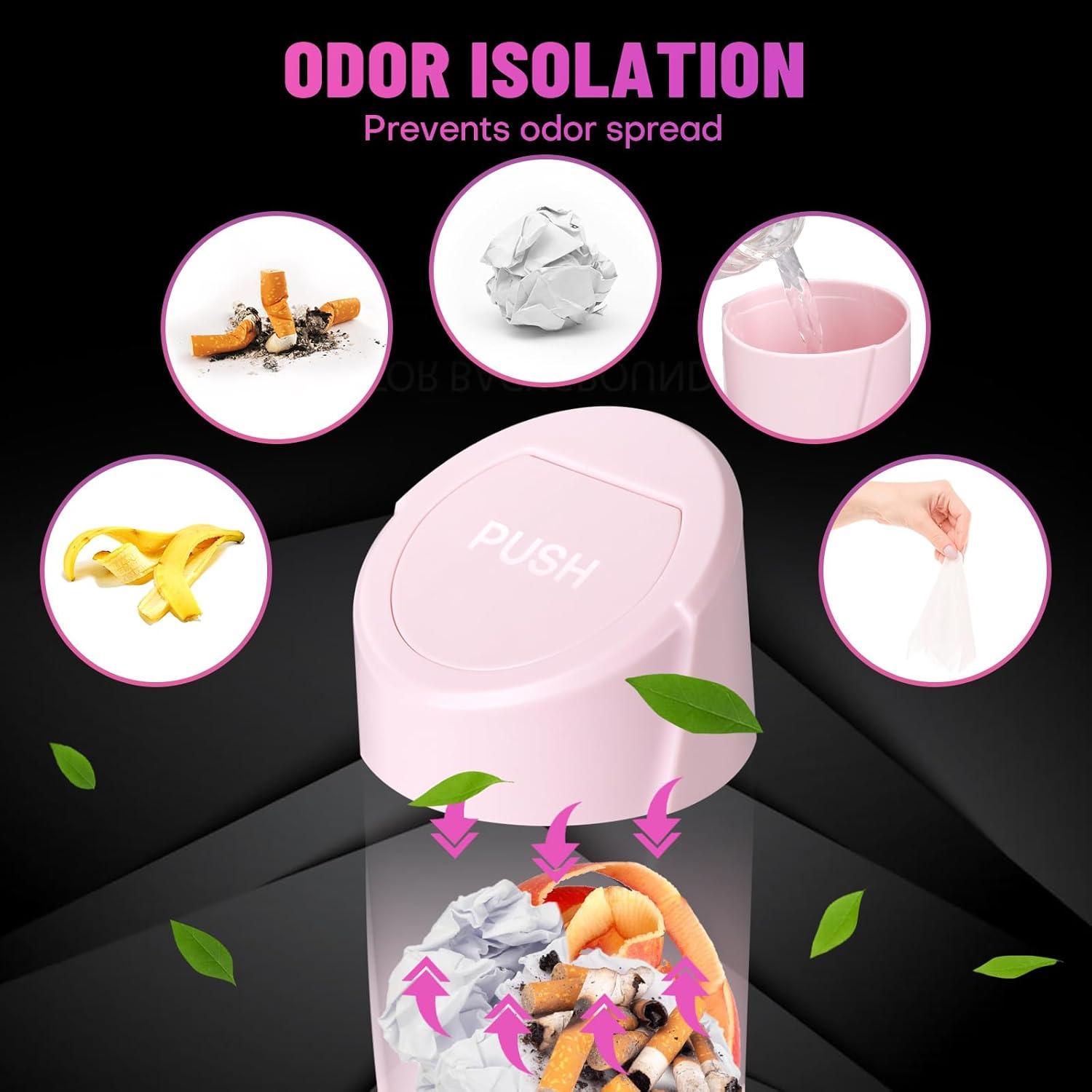 Mini Basurero Vehicular SGLRT Rosa a Prueba de Fugas 16.5x10.2cm