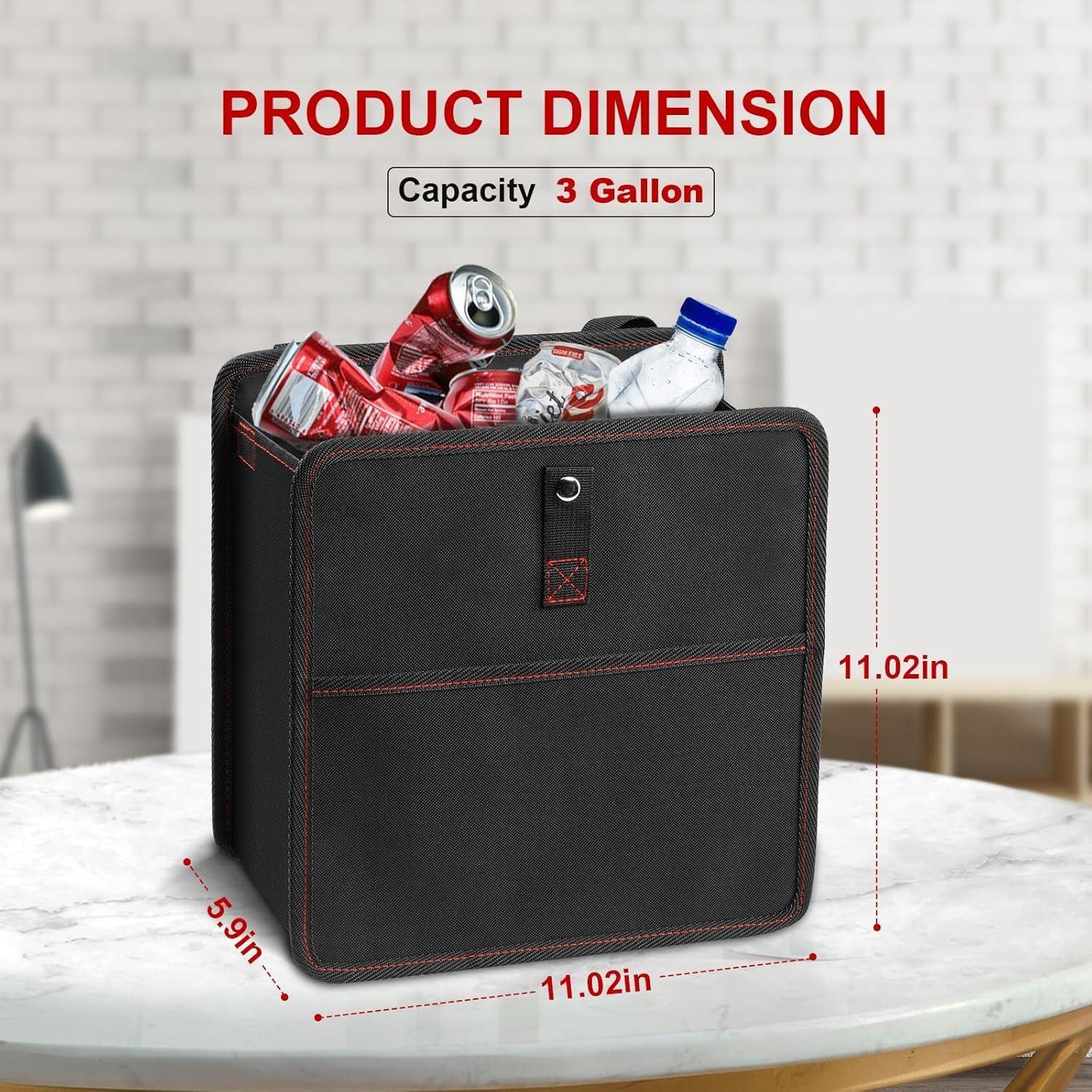 Basurero de Auto Simple Deluxe 11.4 Litros Plegable Impermeable Negro