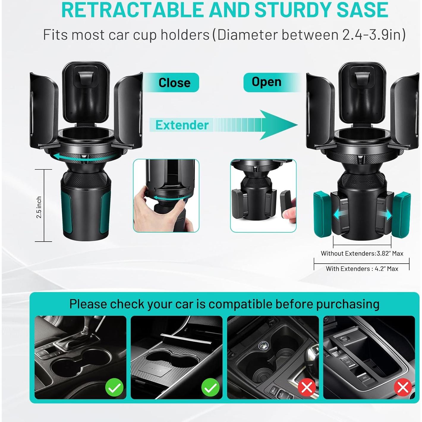 Soporte para Tazas de Auto Este Hill Ajustable 6.5-14 cm
