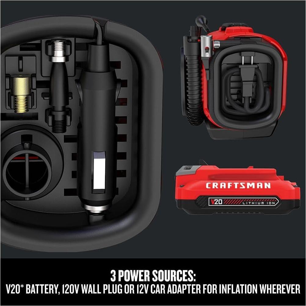 Inflador de Neumáticos CRAFTSMAN V20, Compresor Portátil 20V
