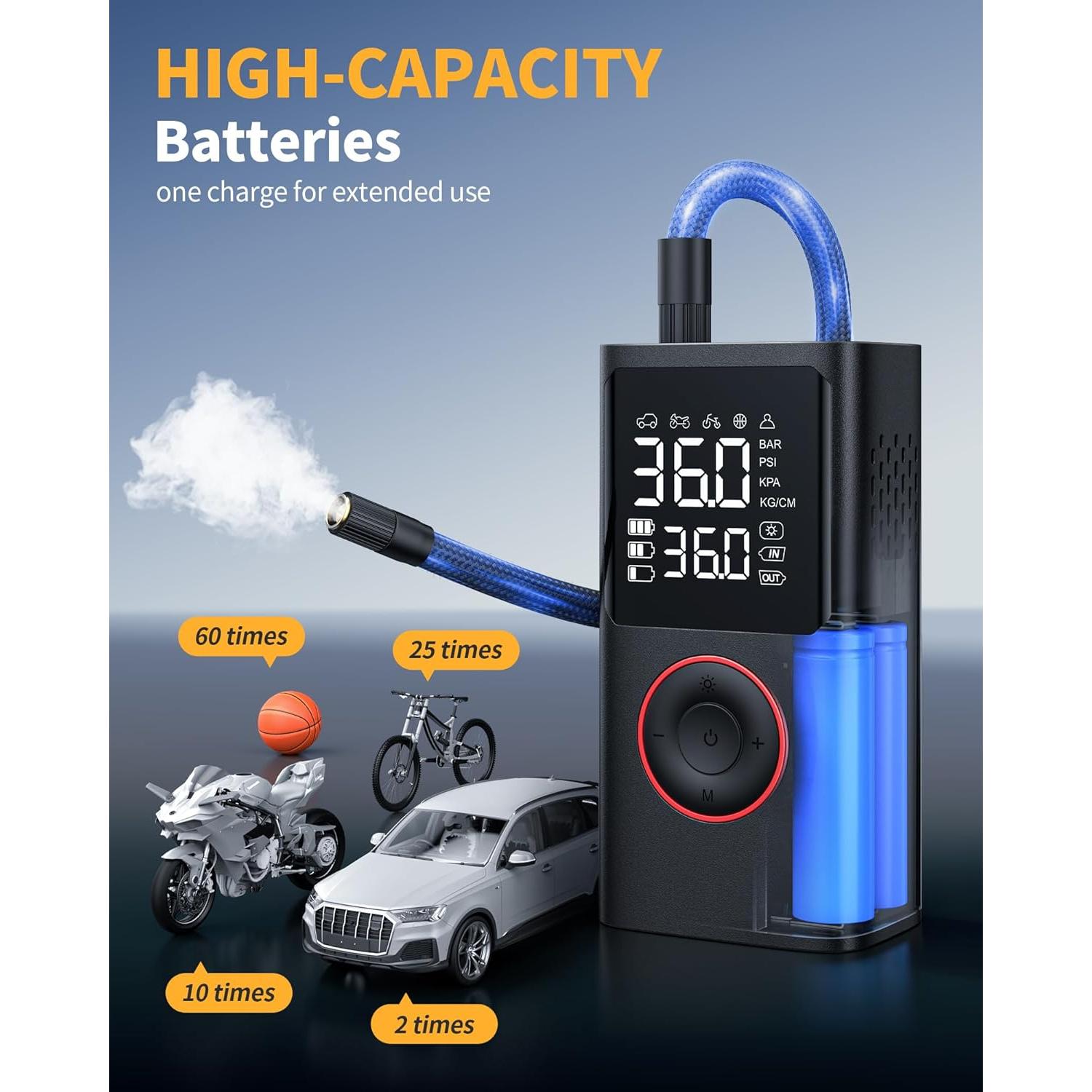 Compresor de Aire Portátil Powools ATJ-006 150 PSI con Luz LED