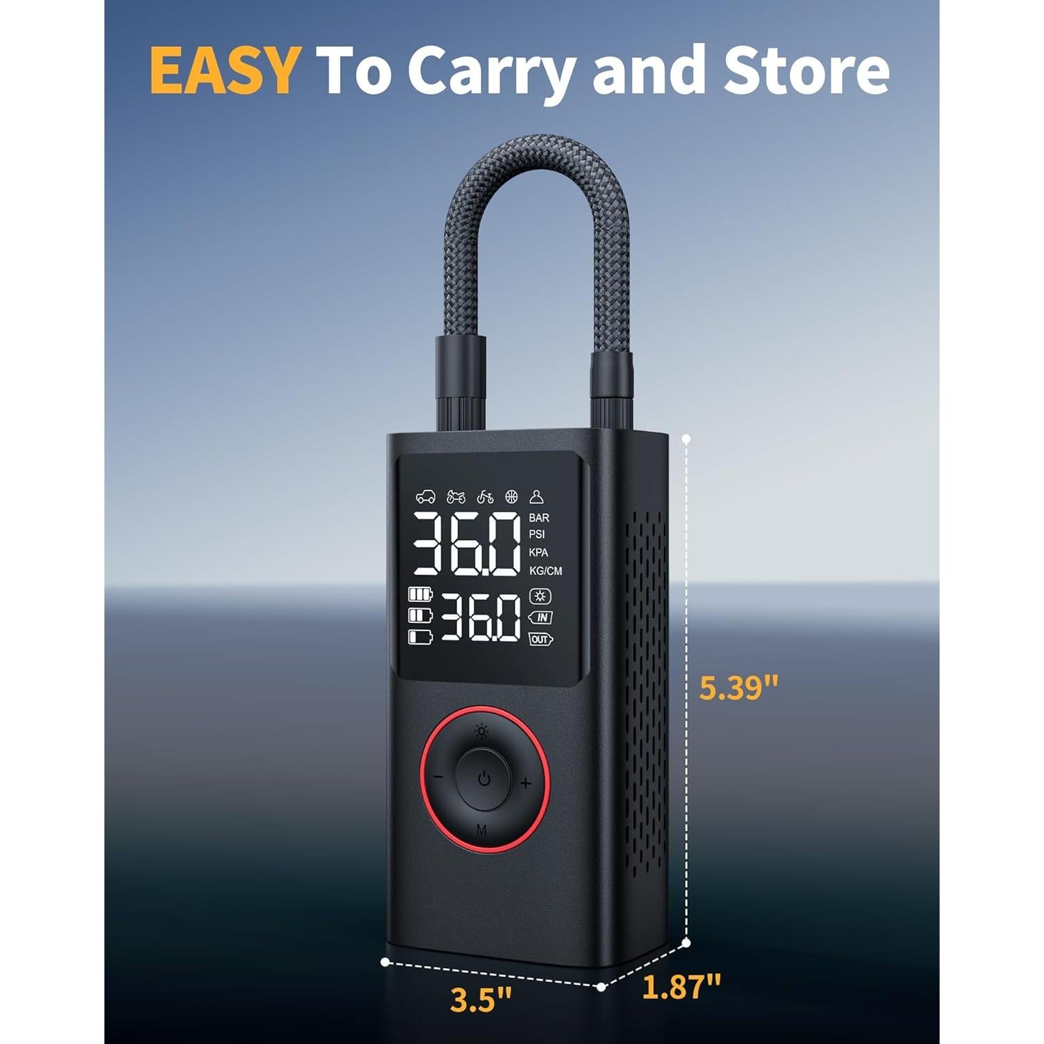 Compresor de Aire Portátil Powools ATJ-006 150 PSI con Luz LED